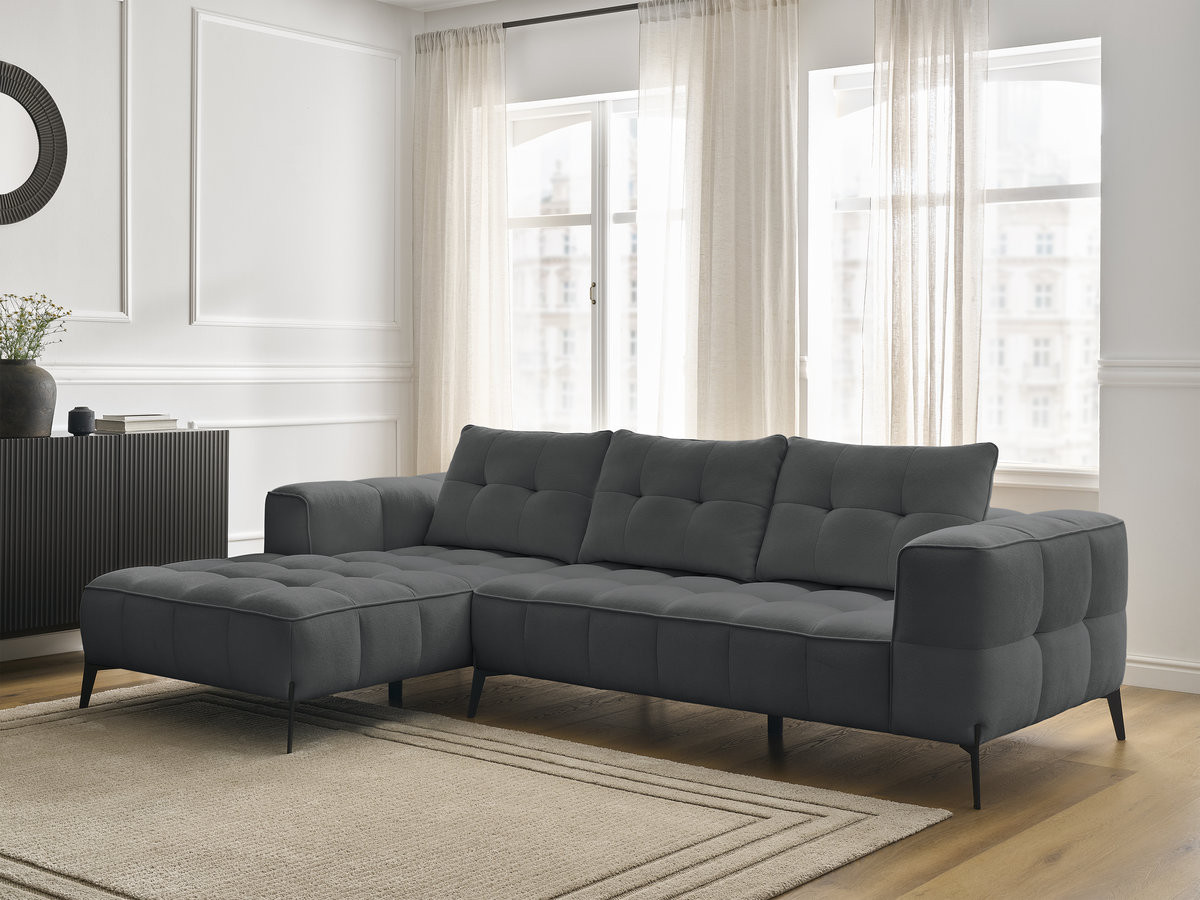 Bobochic Anis Ecksofa Strukturstoff Dunkelgrau Ecke links