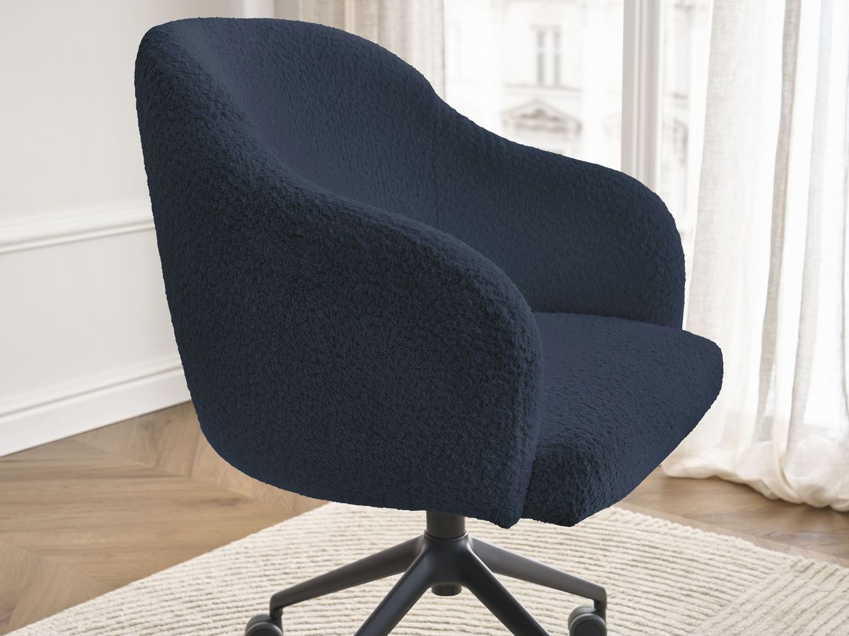 Bobochic Sophie Bürostuhl Bouclé-Stoff Dunkelblau