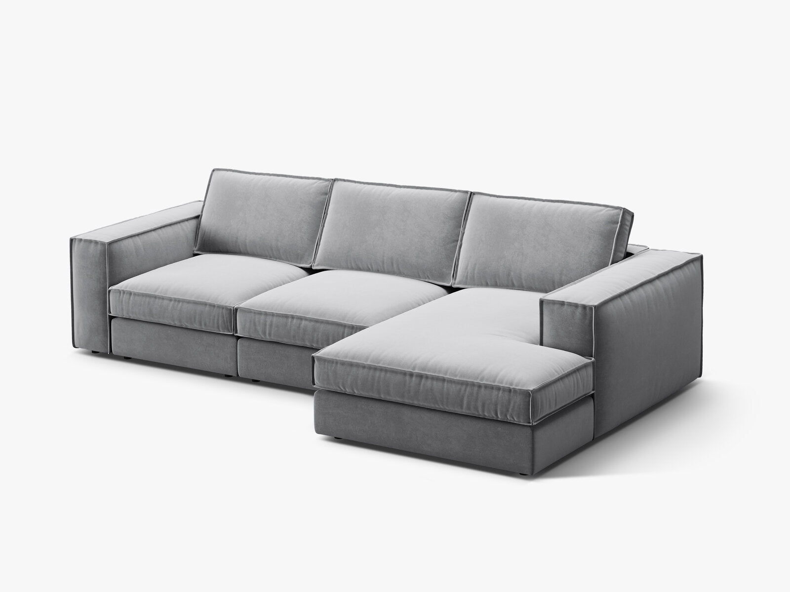 Micadoni modulares Ecksofa Pola 3-Sitzer Rechts Samt Salvador Grau