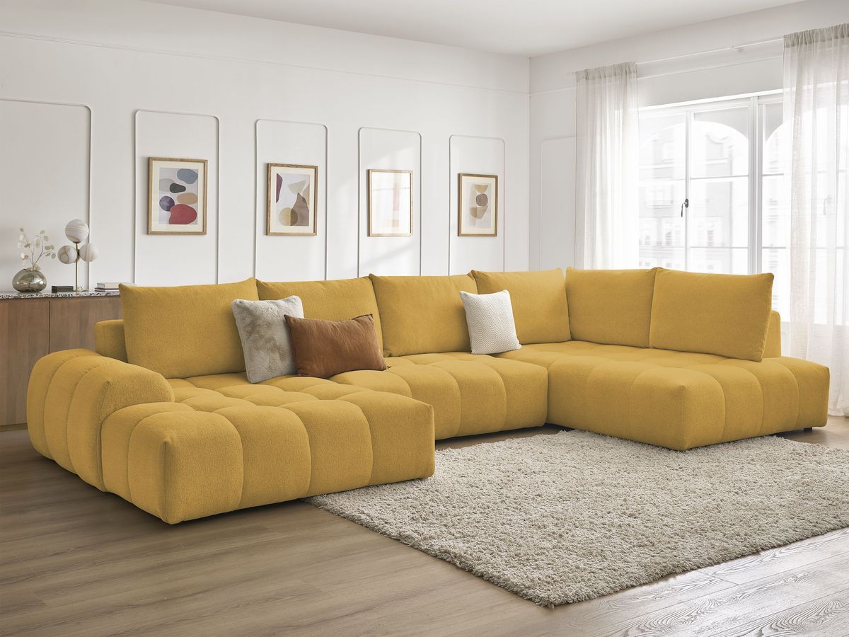 Bobochic Everest Wohnlandschaft, 6 Kissen Melange-Stoff Gelb Ecke links