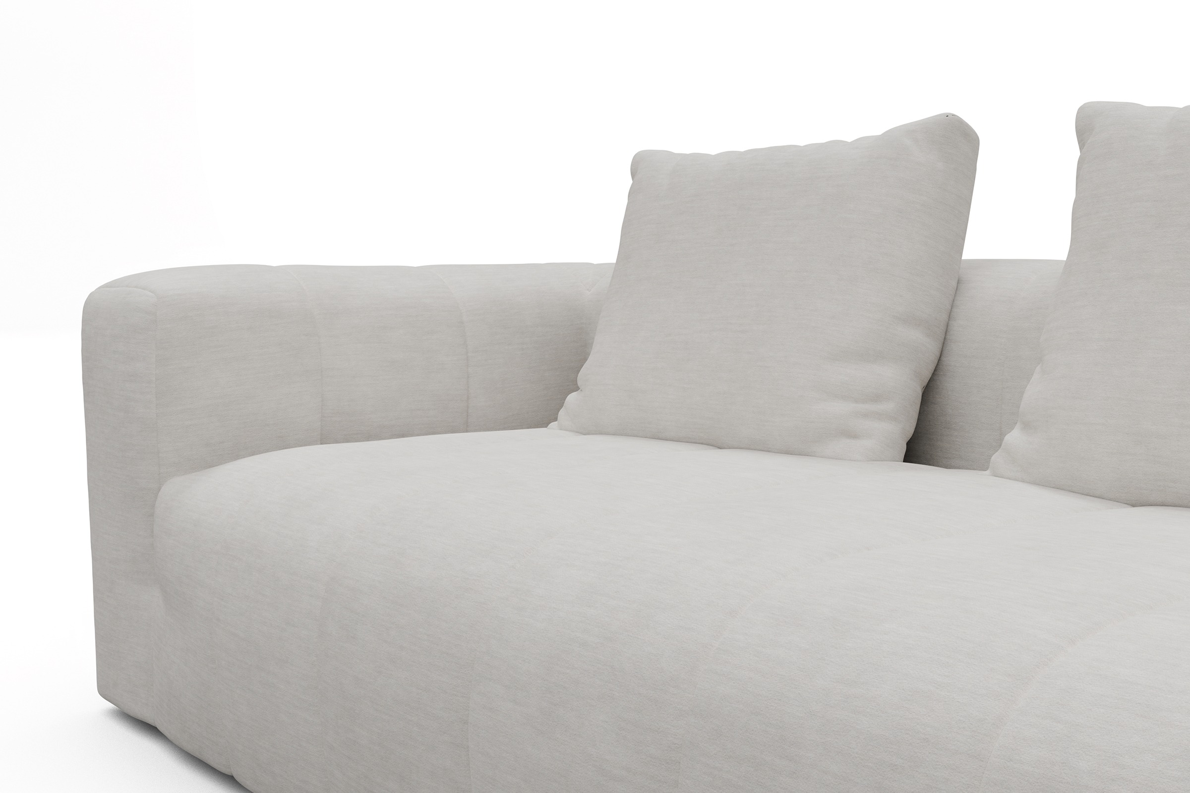 Ecksofa Hugo 2,5-Sitzer Armlehne links mit Chaiselongue Vivus-Dusty-Off-White