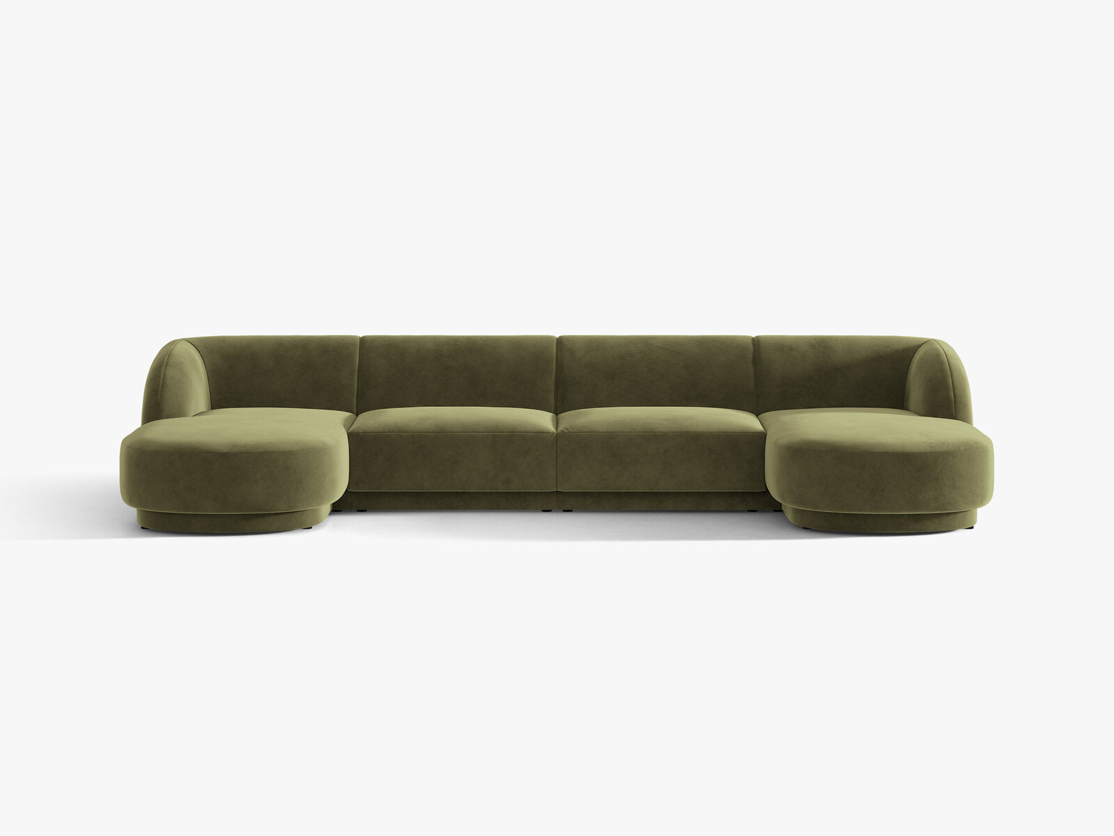Micadoni Panorama-Sofa Miley 5-Sitzer Samt Bluvel Grün
