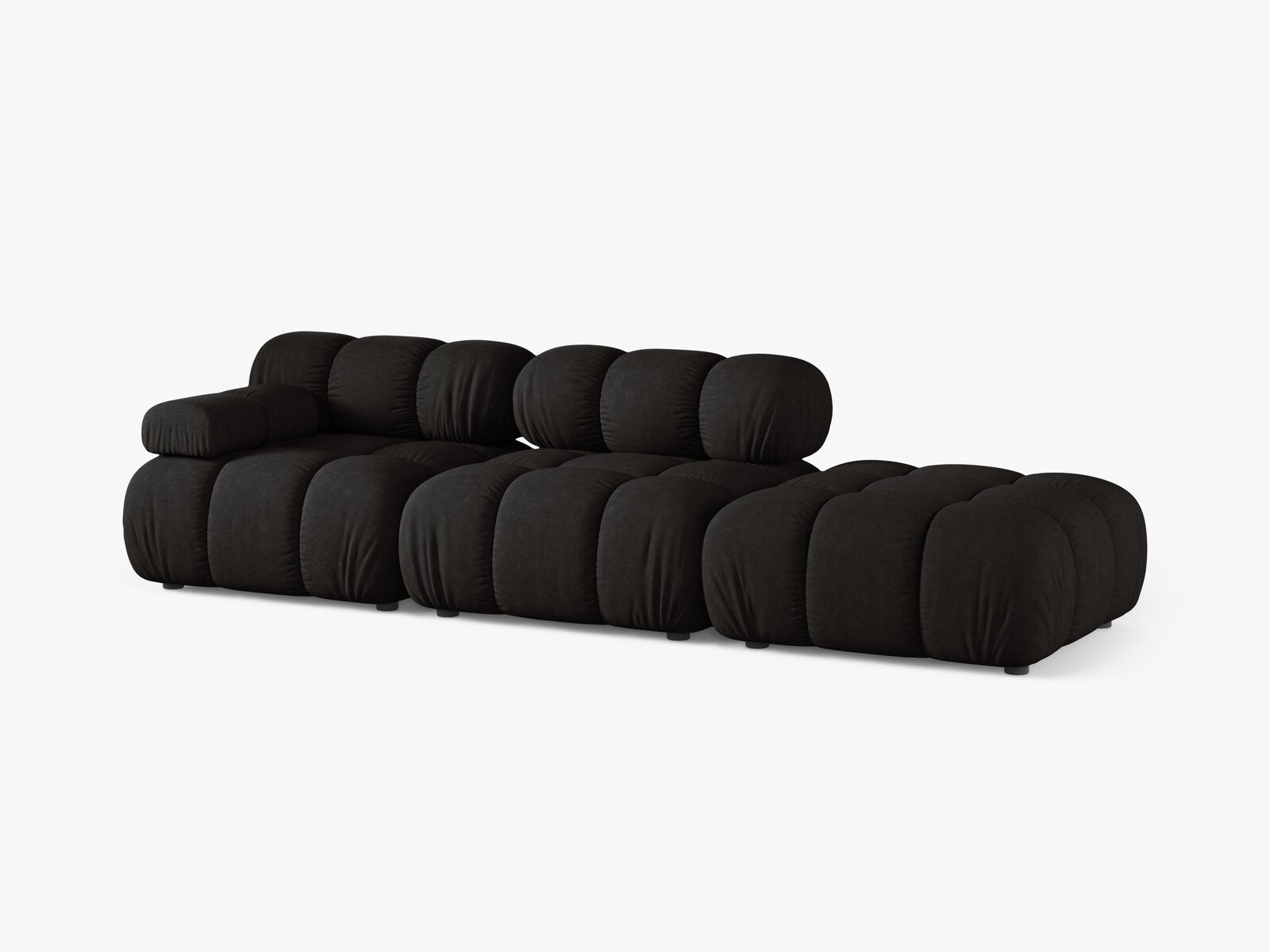 Micadoni Modulares Sofa Bellis 4-Sitzer Rechts Strukturierter Stoff Liberty Schwarz