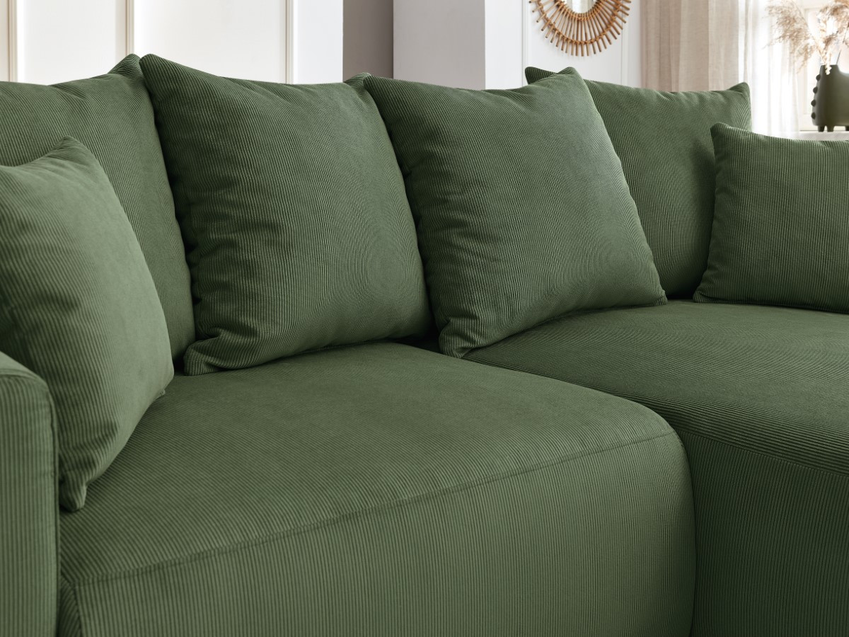 Bobochic Enjoy Ecksofa Cordsamt Grün Ecke rechts