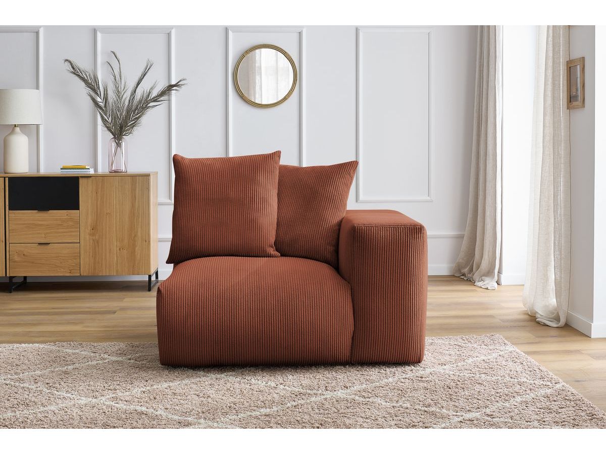 Bobochic Voltaire Sofamodul 1-Sitzer 130 × 100 cm Cordsamt Orange Ecke rechts