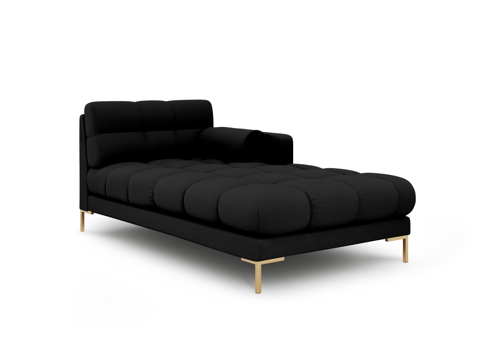 Cosmopolitan Design Chaiselongue Bali Strukturierter Stoff Neve Schwarz Rechts Beine Gold
