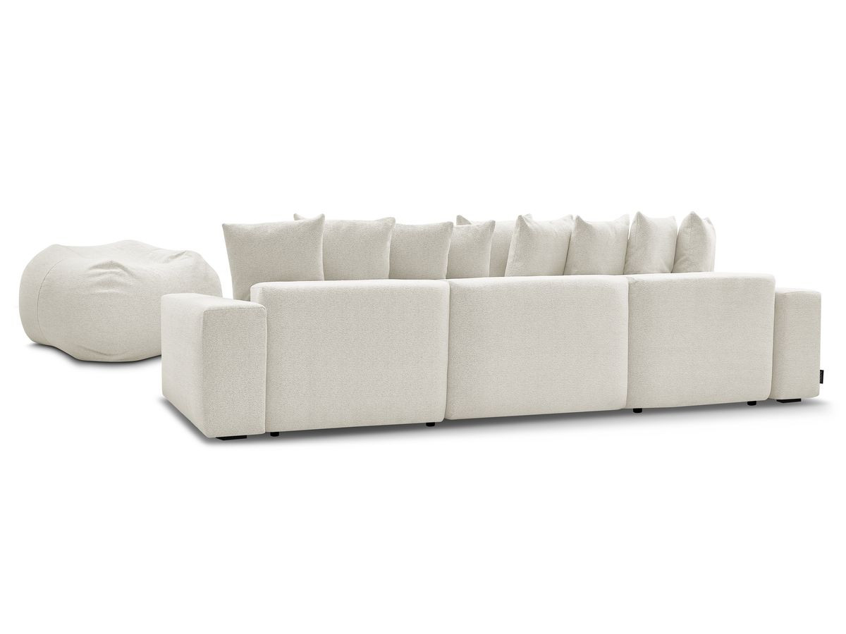 Bobochic Voltaire Wohnlandschaft mit Pouf 420 × 174 cm Melange-Stoff Weiß