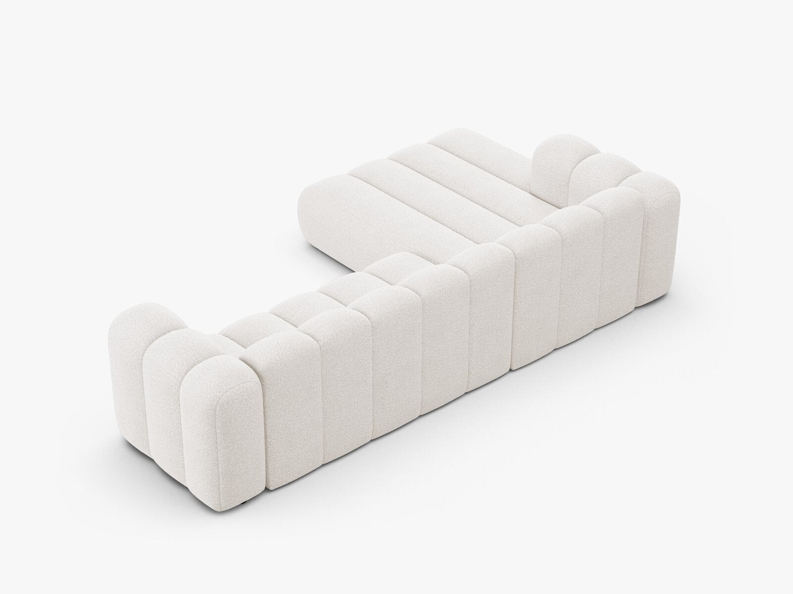 Micadoni Modulares Ecksofa Lupine 4-Sitzer Links Boucle Baloo Weiß