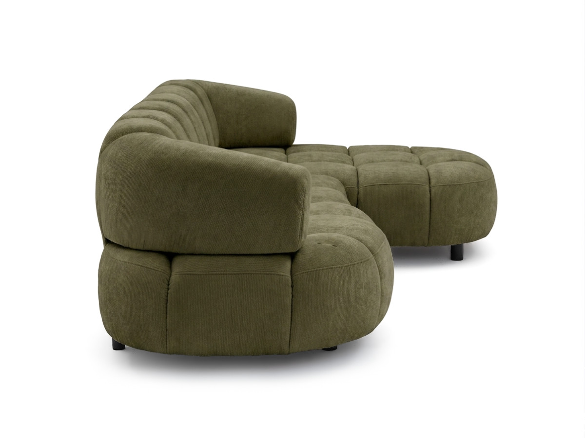 Bobochic Lovely Ecksofa mit Schlaffunktion Stoff Grün Ecke rechts