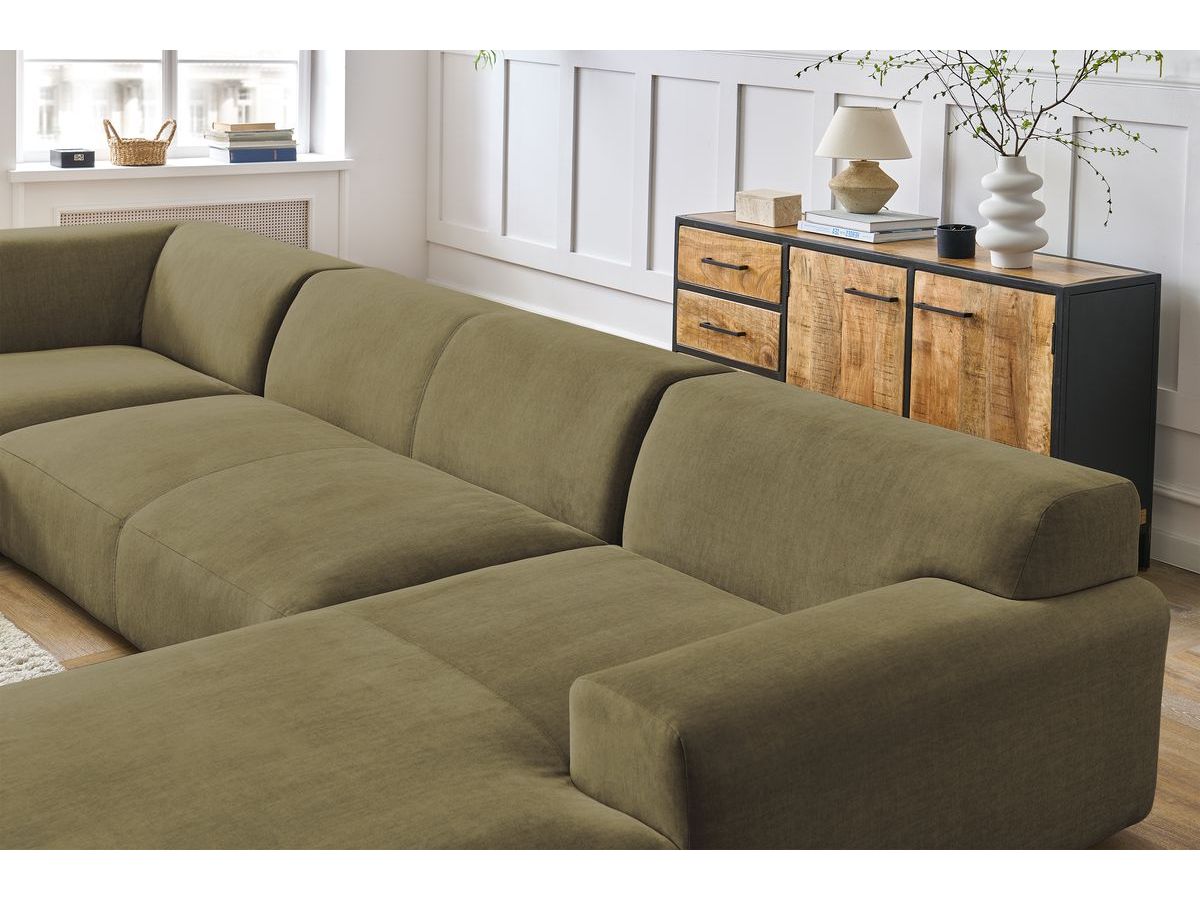 Bobochic Lavena Wohnlandschaft 399 × 220 cm Samt Grün Ecke rechts