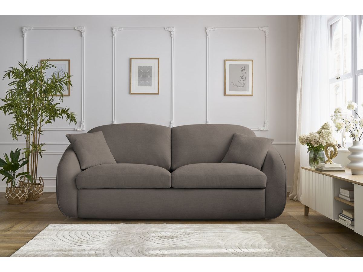 Bobochic Cezanne Schlafsofa 3-Sitzer Stoff Taupe, Liegefläche 160 × 194 cm