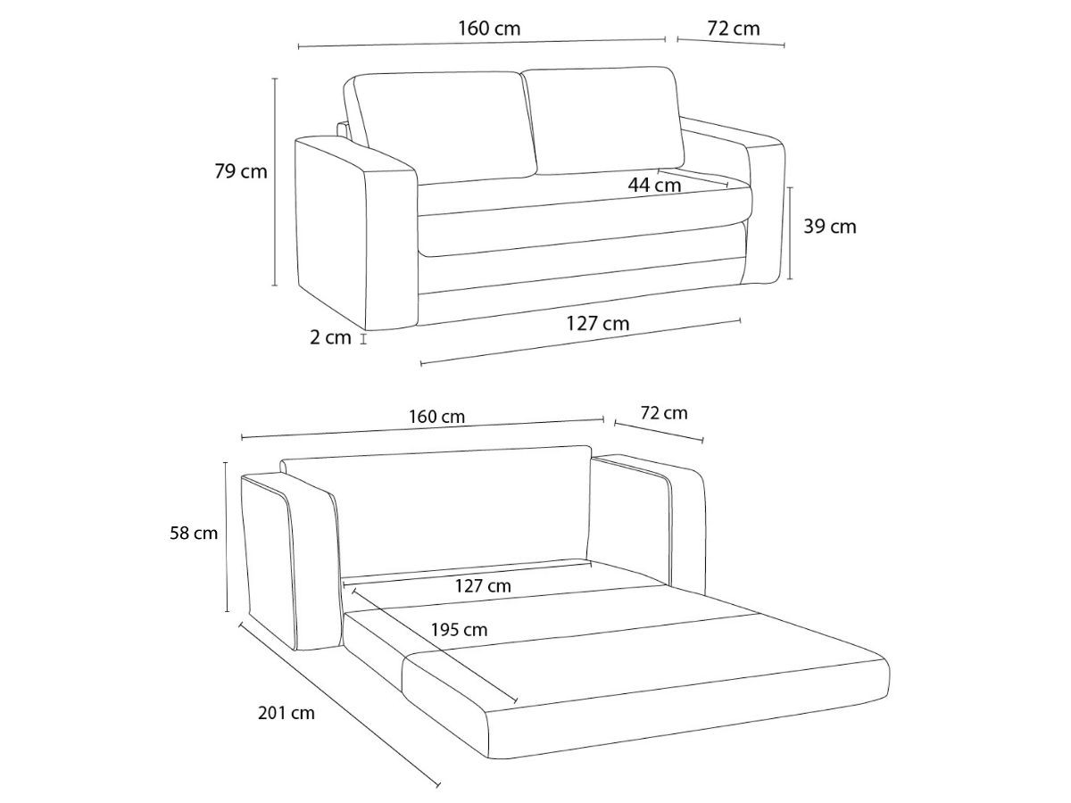 Bobochic Come Schlafsofa 2-Sitzer Strukturstoff Beige