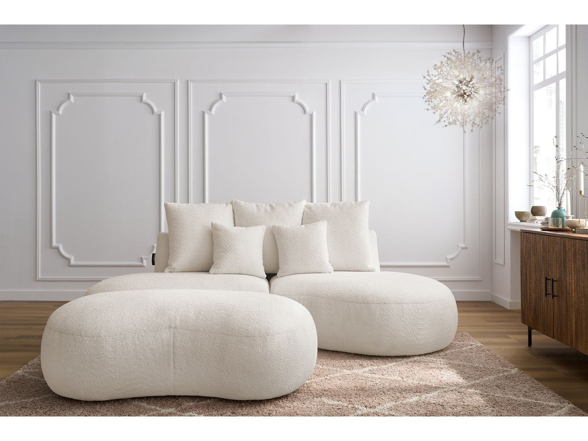 Bobochic Saint-germain Sofa 5-Sitzer mit Pouf Bouclé-Stoff Weiß