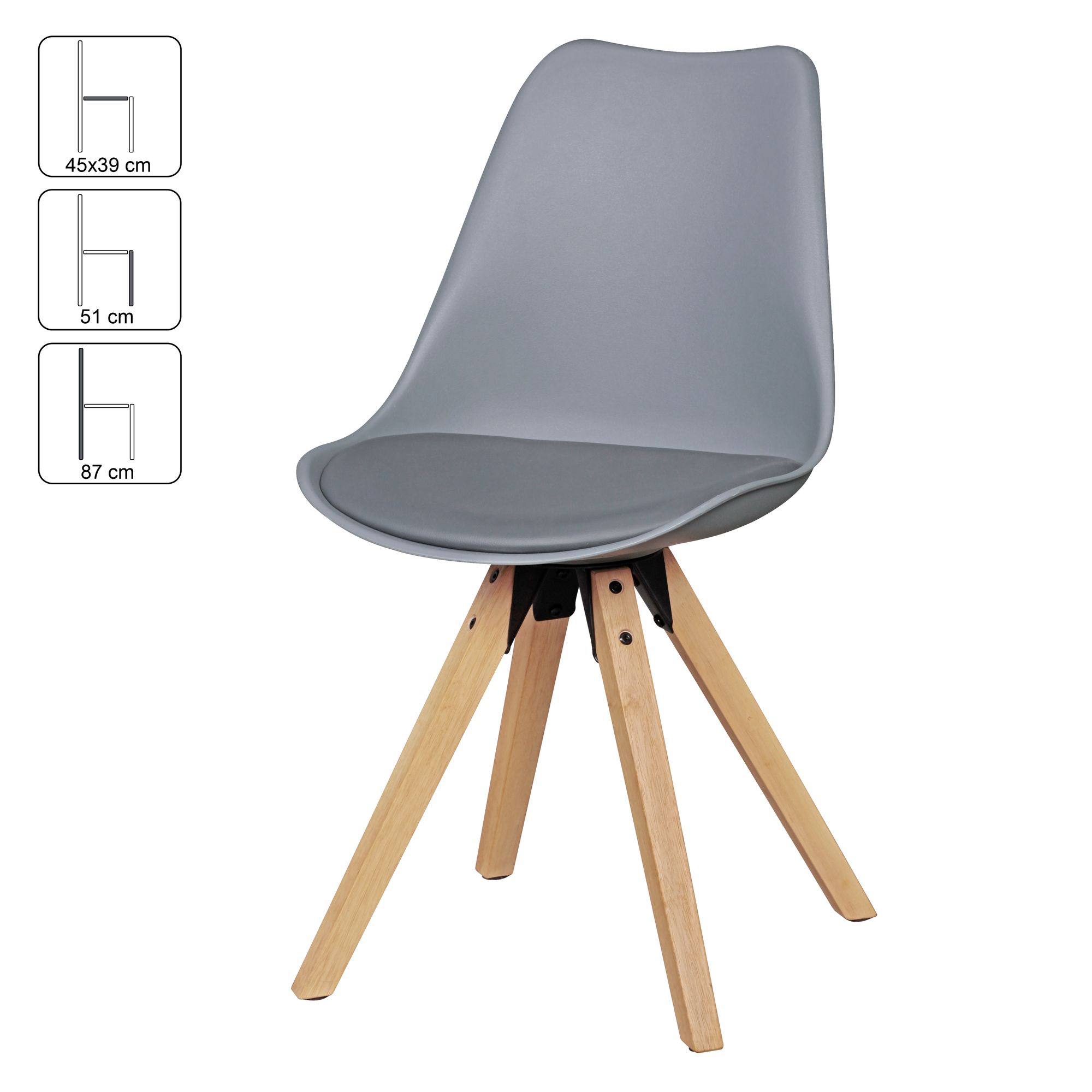 Polsterstuhl Arna Kunstleder Grau 49 × 52 × 87 cm