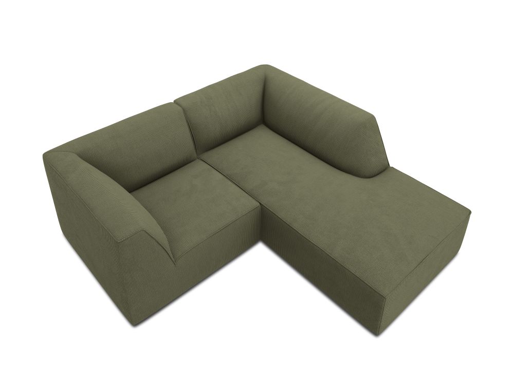 Cosmopolitan Design Ecksofa Siena 3-Sitzer Kord Scala Grün Rechts