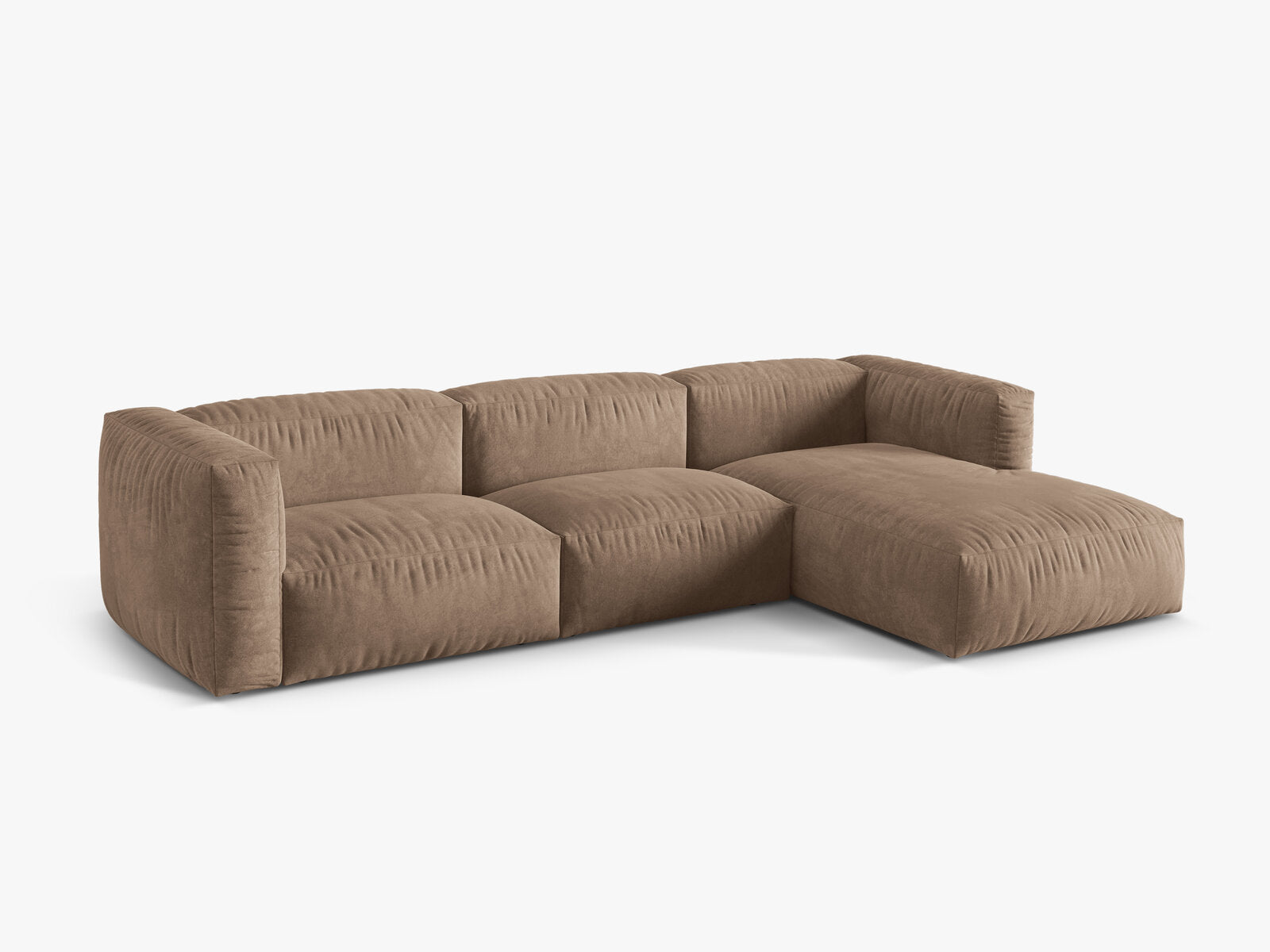 Micadoni Ecksofa Martina 3-Sitzer Rechts Samt Vogue Dunkelbeige