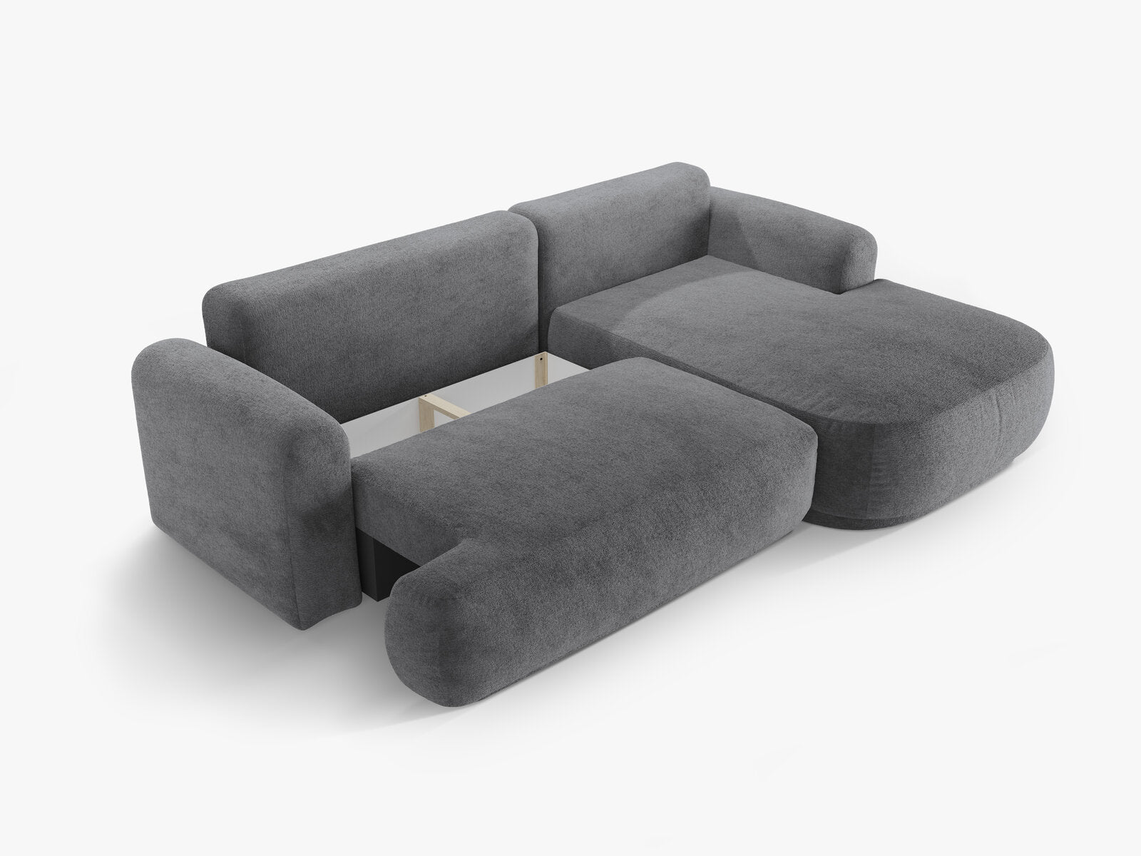 Micadoni Ella Ecksofa 5-Sitzer mit Schlaffunktion Rechts Strukturierter Stoff Sorella Grau