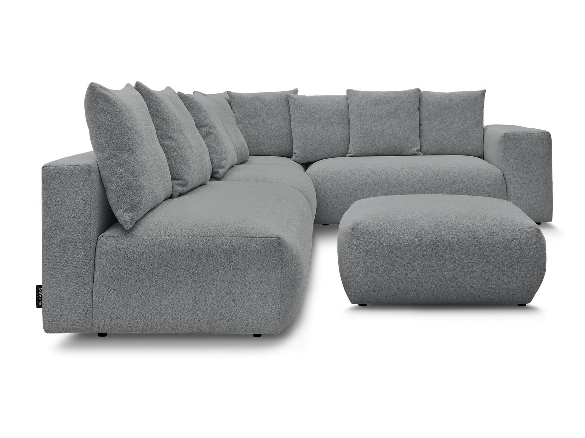 Bobochic Voltaire Ecksofa mit Pouf 322 × 268 cm Melange-Stoff Dunkelgrau Ecke rechts