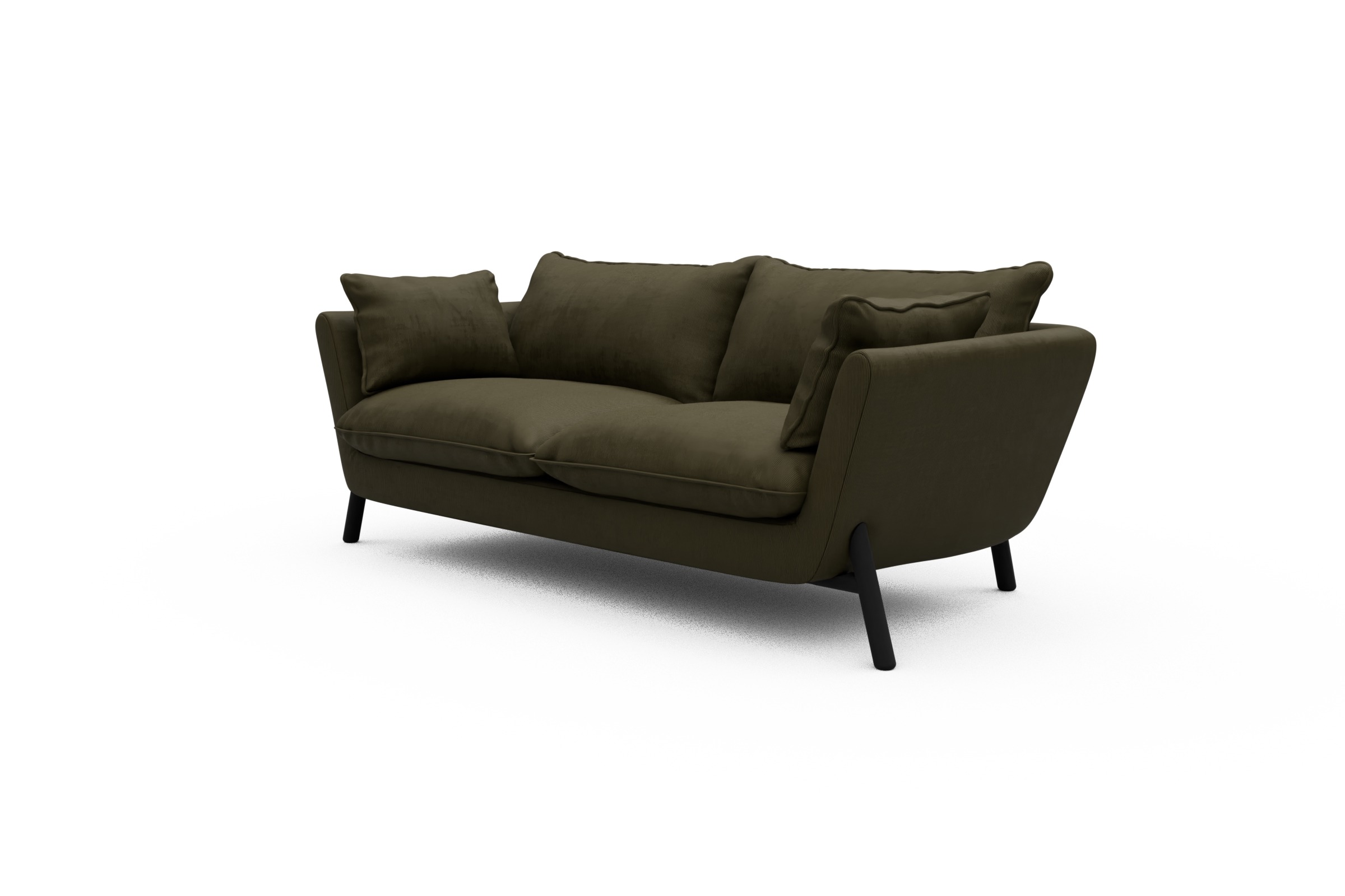 Sofa Emil PREMIUM 2-Sitzer Beinfarbe Eiche Schwarz Cordufine-Pine-Green