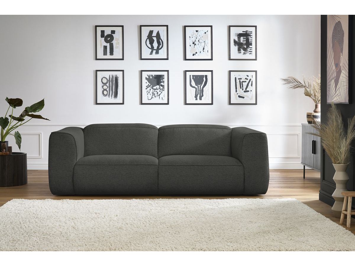 Bobochic William Sofa 3-Sitzer Melange-Stoff Dunkelgrau