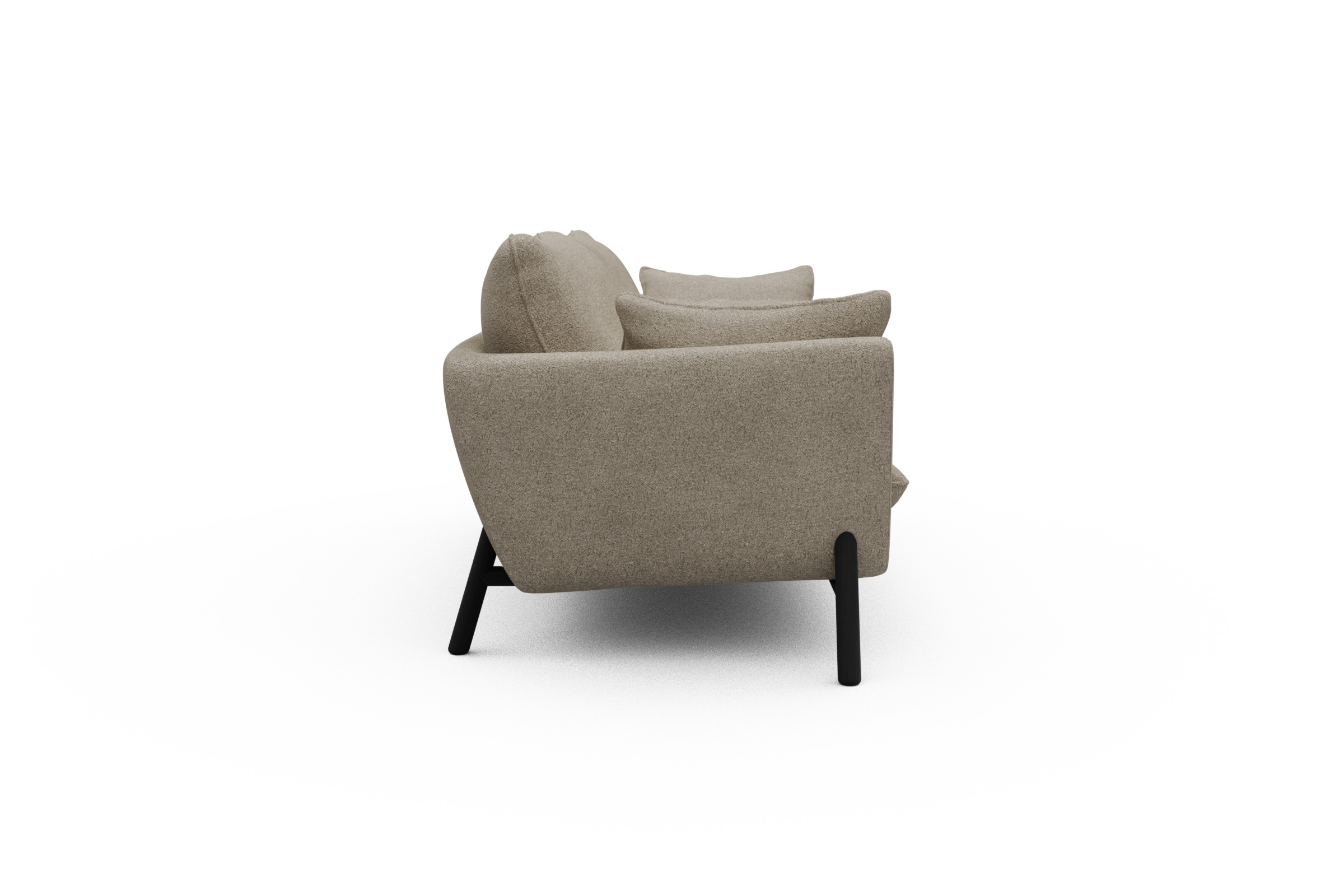 Sofa Emil 3-Sitzer Beinfarbe Eiche Schwarz Boucle-Beige