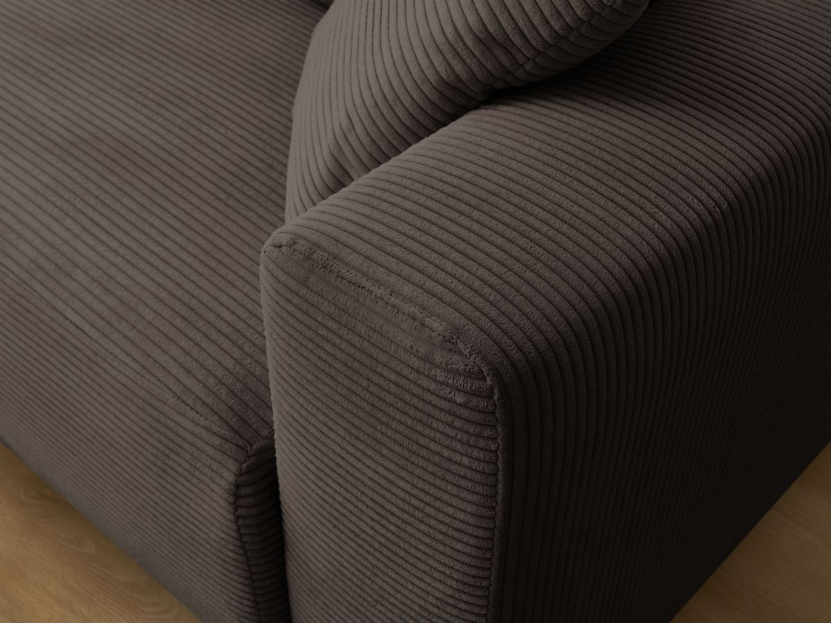 Bobochic Atilla Ecksofa mit Schlaffunktion und Bettkasten Cordsamt Taupe Ecke links