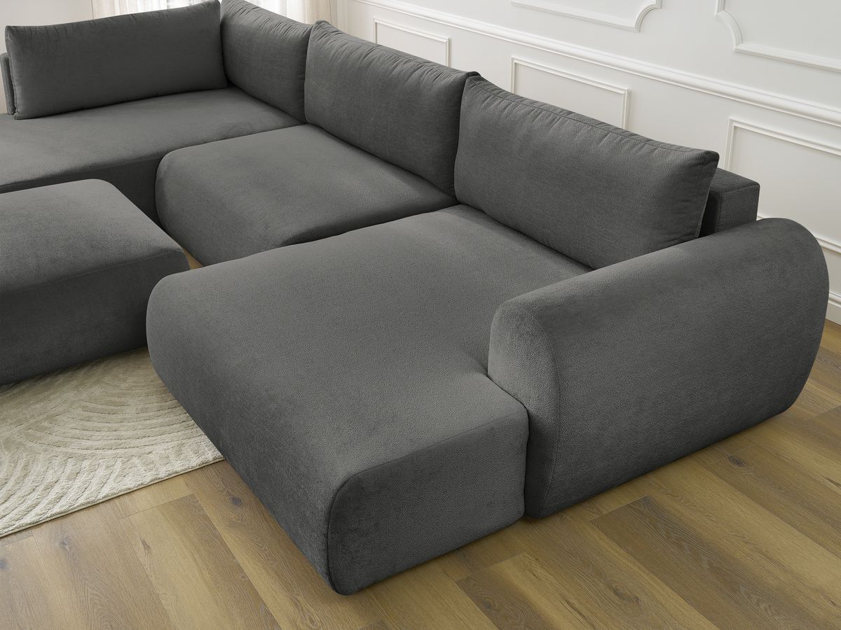Bobochic Lucien Wohnlandschaft mit Pouf Stoff Dunkelgrau Ecke rechts