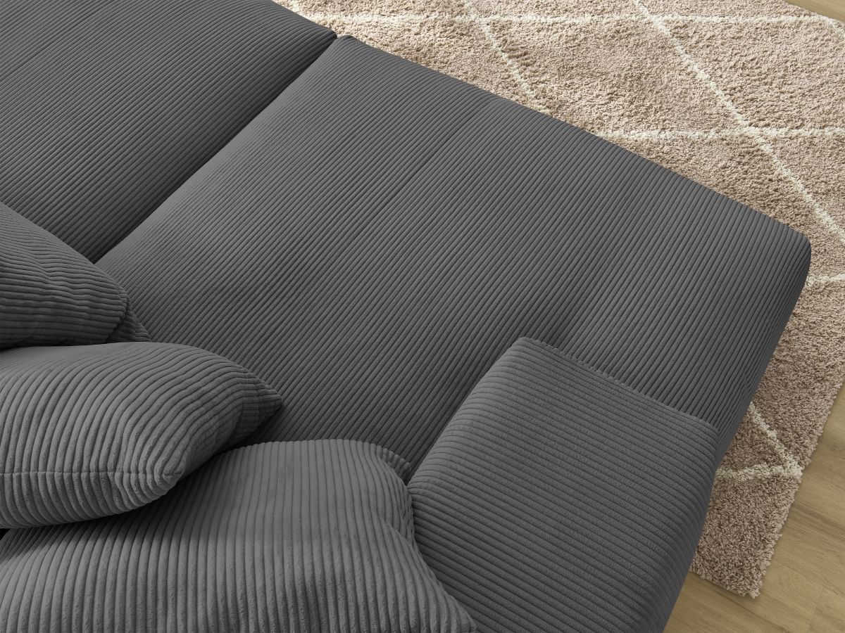 Bobochic Voltaire Sofa 4-Sitzer 248 × 170 cm Cordsamt Dunkelgrau