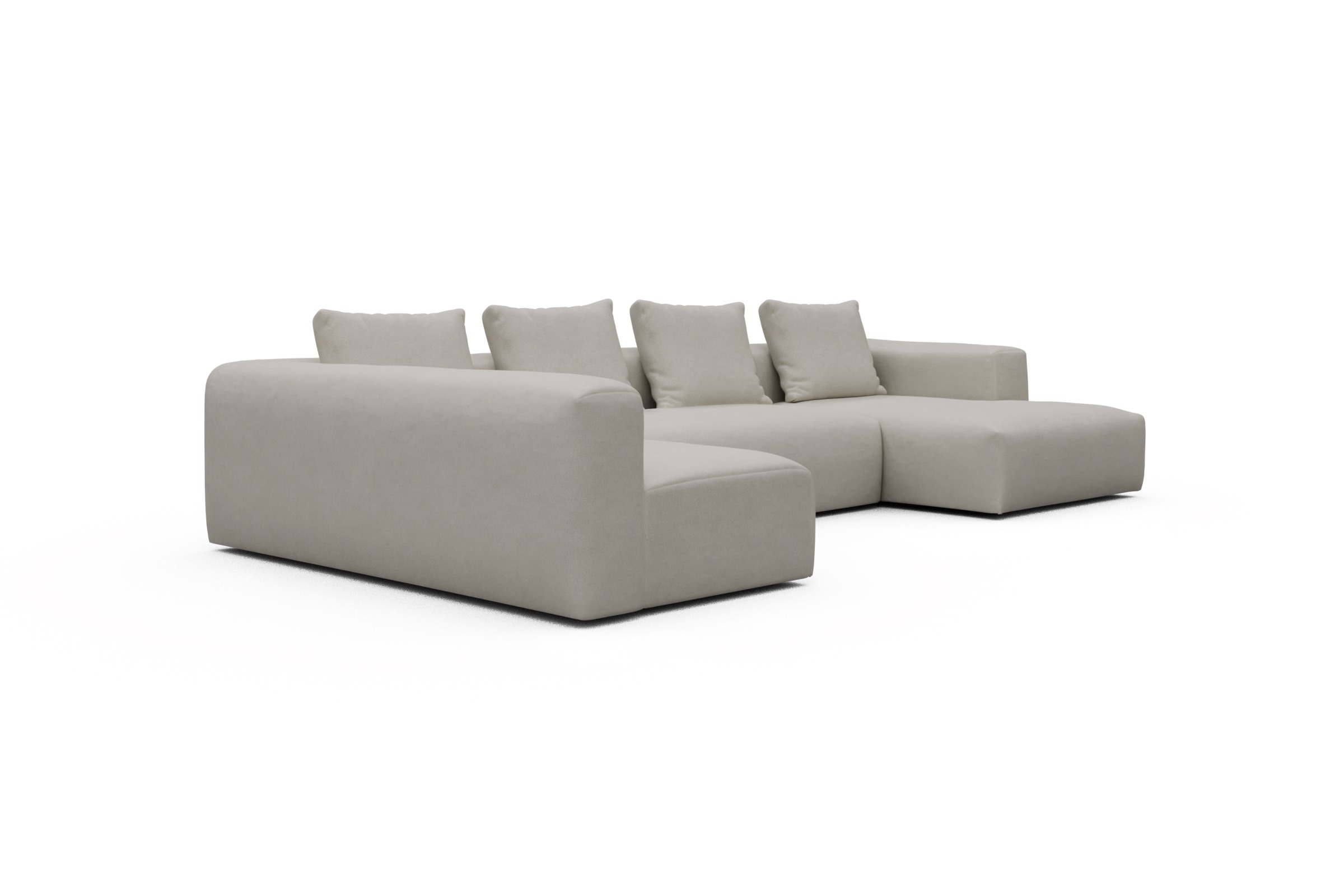 Wohnlandschaft Fred Chaiselongue rechts mit 2-Sitzer und lange Armlehne links Denari-Clean-Beige