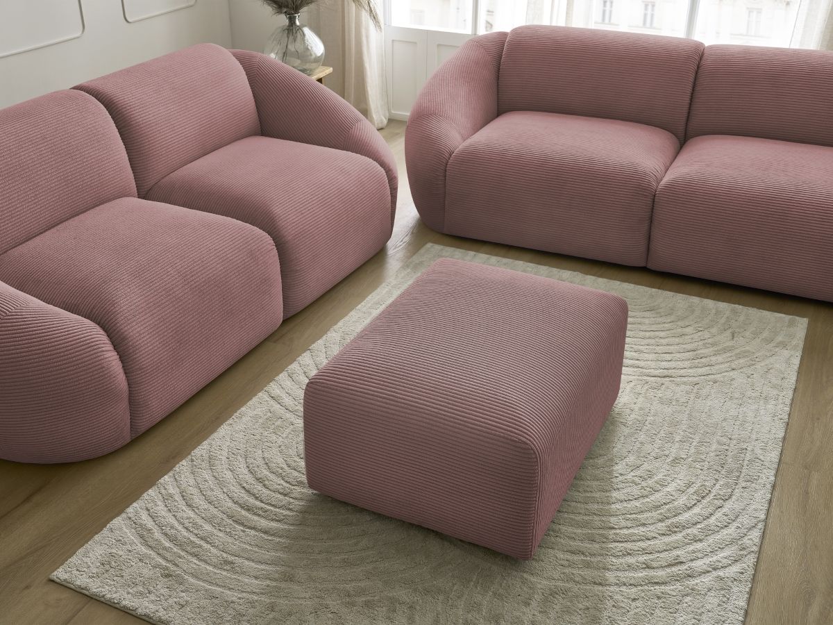 Bobochic Tina Sofa 6-Sitzer mit Pouf Cordsamt Rosa