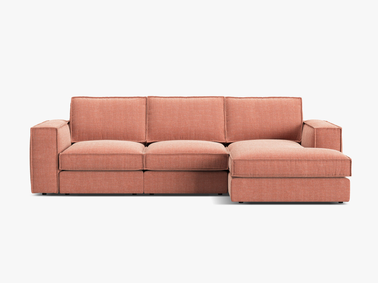 Micadoni modulares Ecksofa Pola 3-Sitzer Rechts Strukturierter Stoff Babel Rot