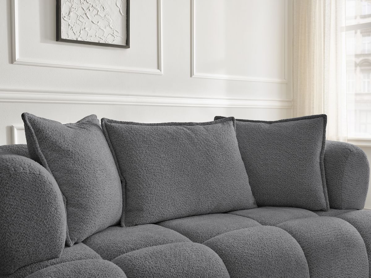 Bobochic Alya Sofa 2-Sitzer Bouclé-Stoff Dunkelgrau