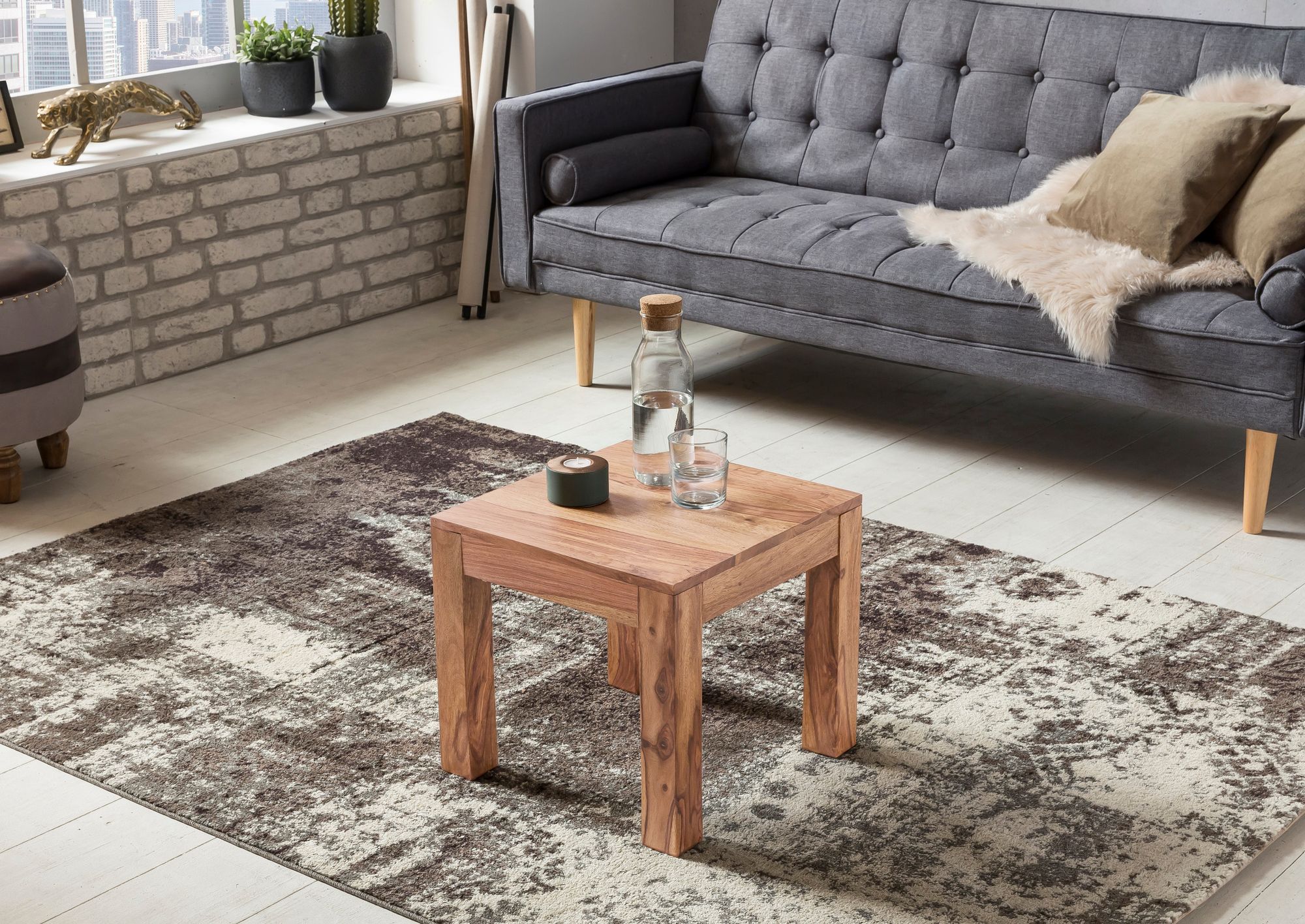 Couchtisch Jevnaker Akazie Massivholz 45 × 45 × 40 cm