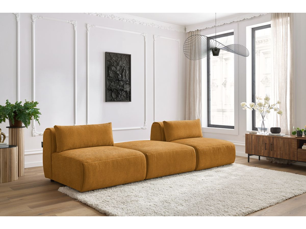 Bobochic Jeanne Sofa 3-Sitzer Strukturstoff Gelb