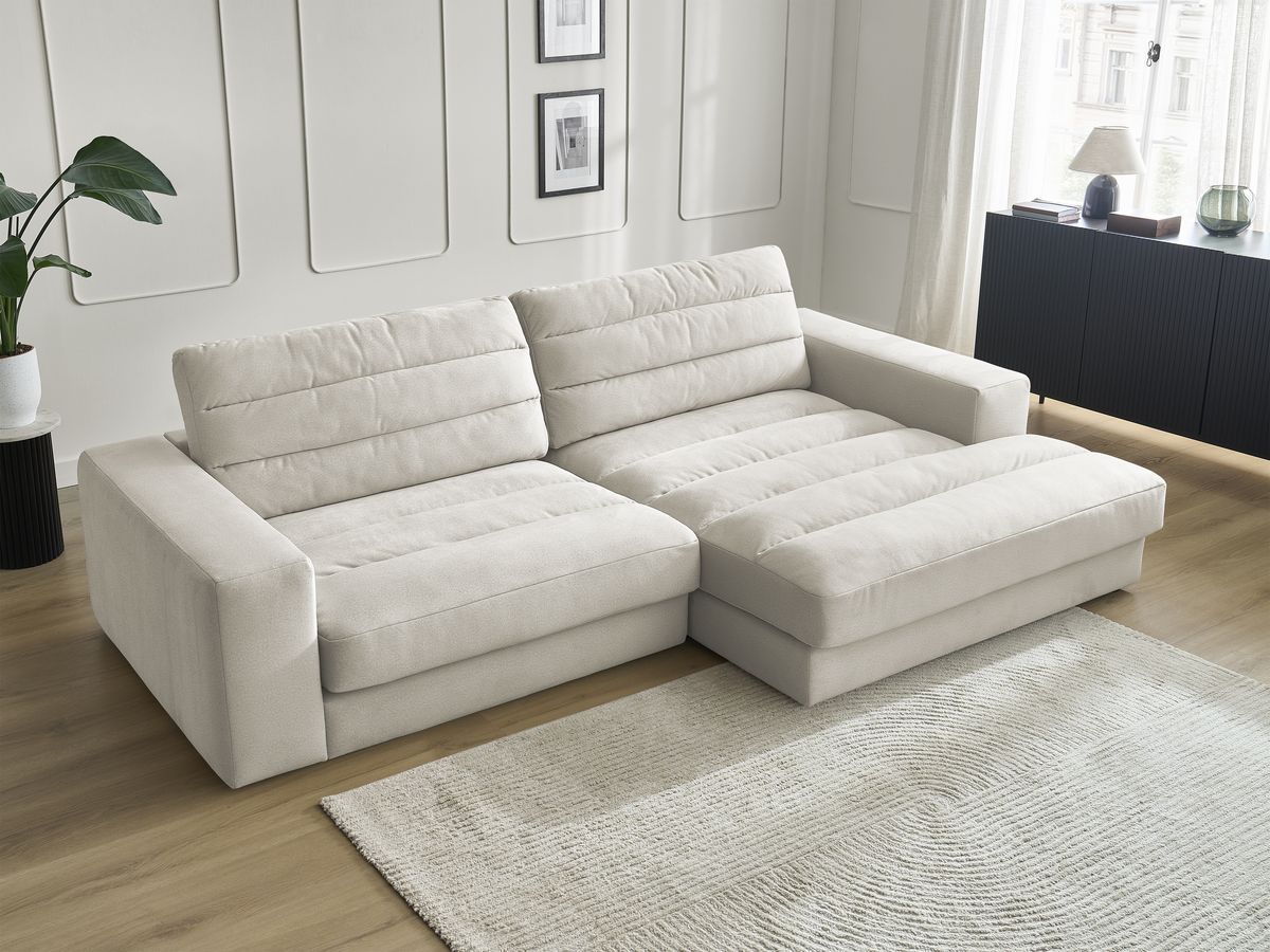 Bobochic Sierra Ecksofa Samt Beige Ecke rechts