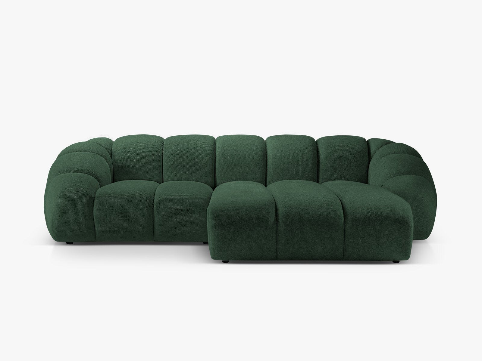 Micadoni Ecksofa Diana 3-Sitzer Rechts Strukturierter Samt Bubble Grün
