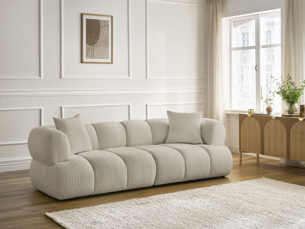 Bobochic Pamira Sofa 3-Sitzer Bouclé-Stoff Beige