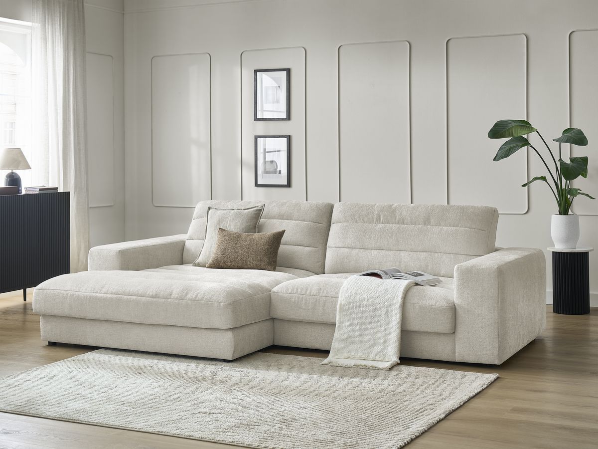 Bobochic Sierra Ecksofa Strukturstoff Beige Ecke links