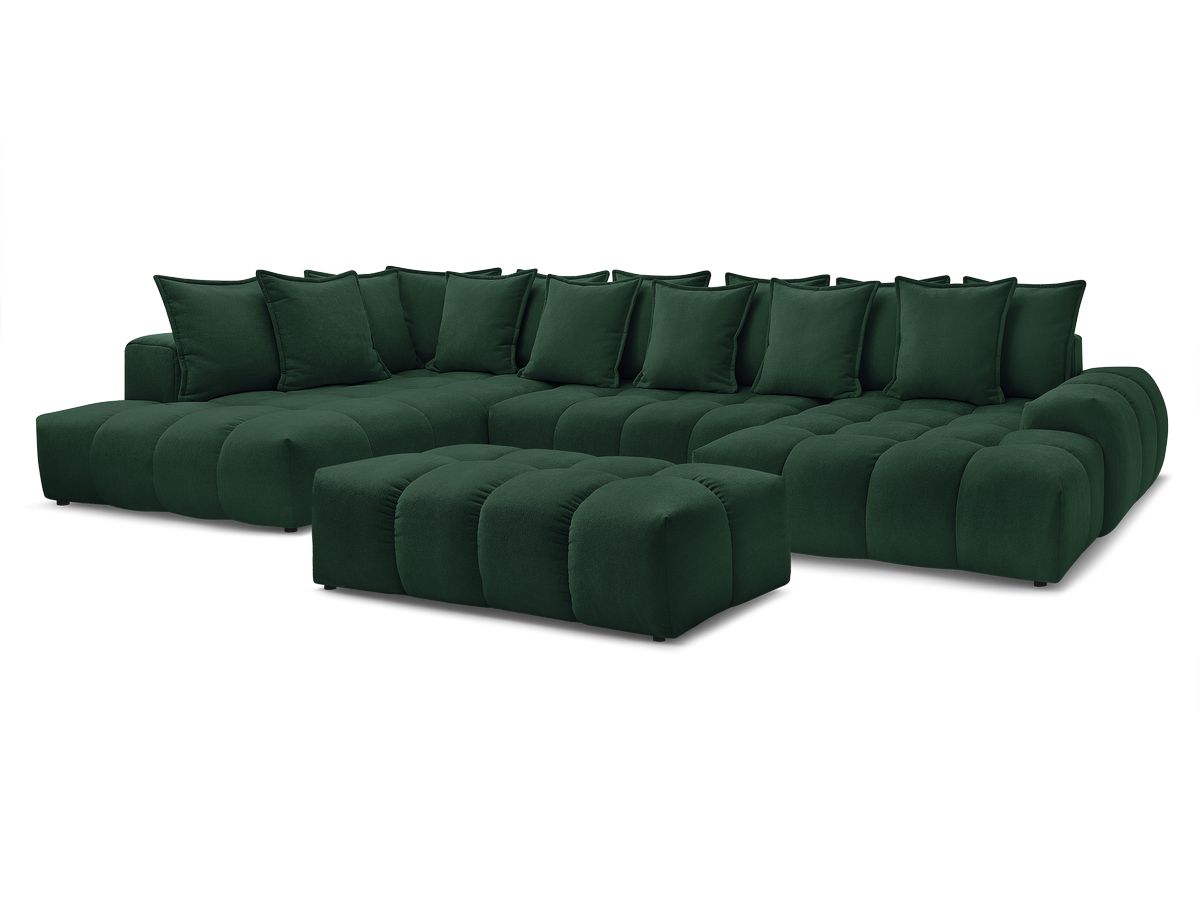 Bobochic Everest Wohnlandschaft mit Pouf, 14 Kissen Strukturstoff Grün Ecke rechts