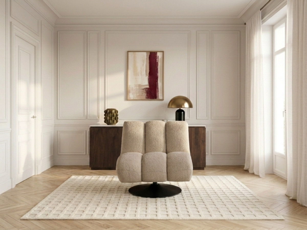 Bobochic Janissaire Sessel 79 × 89 cm Bouclé-Stoff Beige