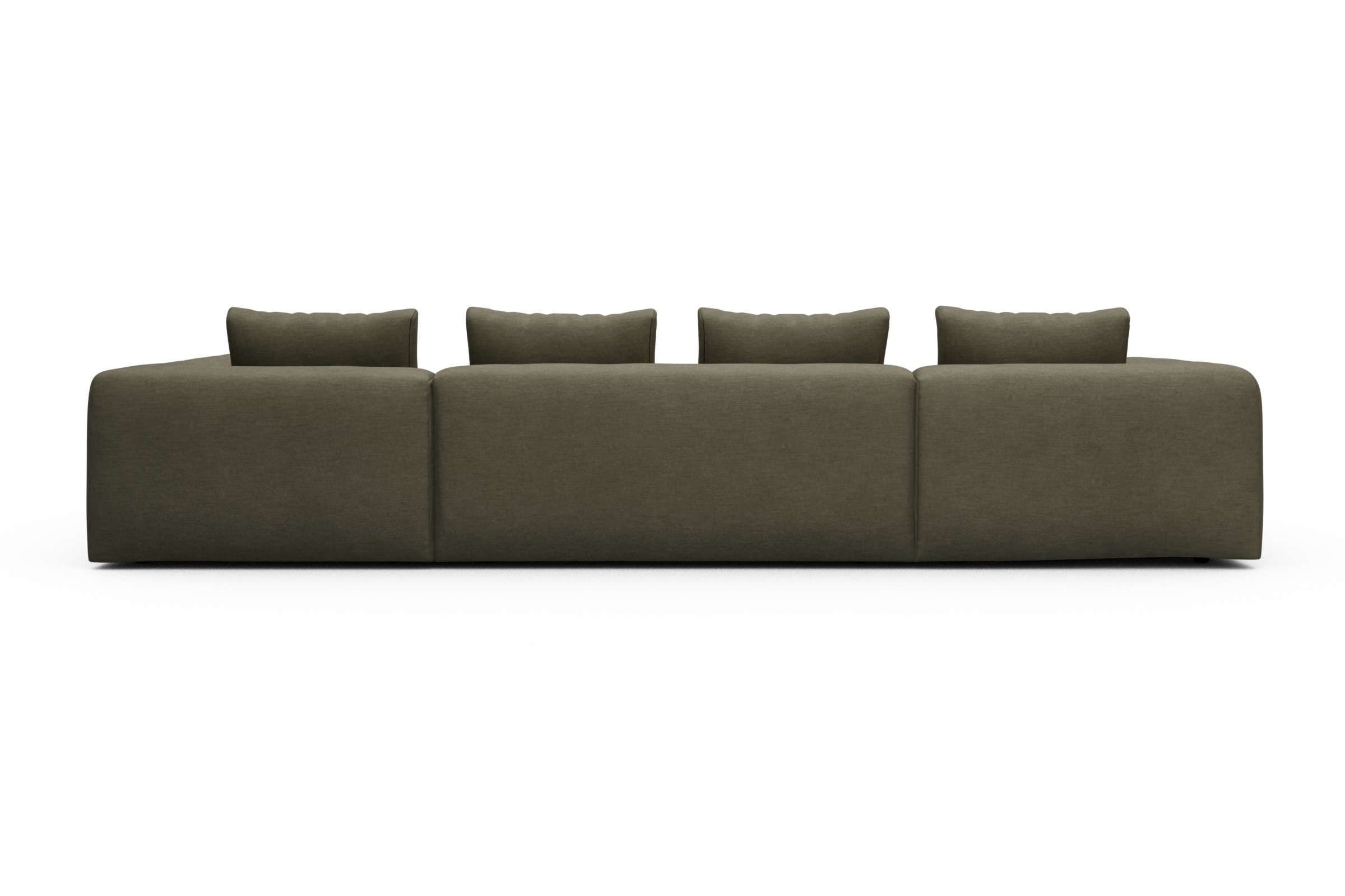 Wohnlandschaft Fred Relax-Ecke rechts mit 2-Sitzer und Chaiselongue links Vivus-Dusty-Olive
