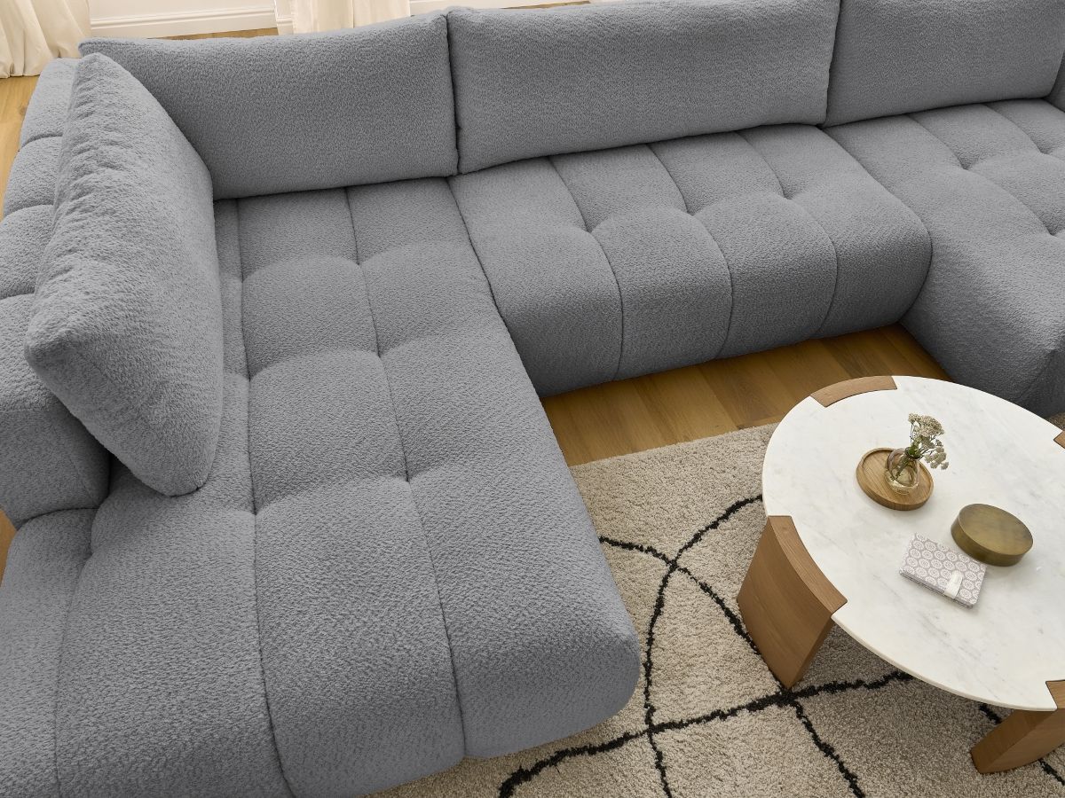 Bobochic Fuji Wohnlandschaft Bouclé-Stoff Dunkelgrau Ecke rechts
