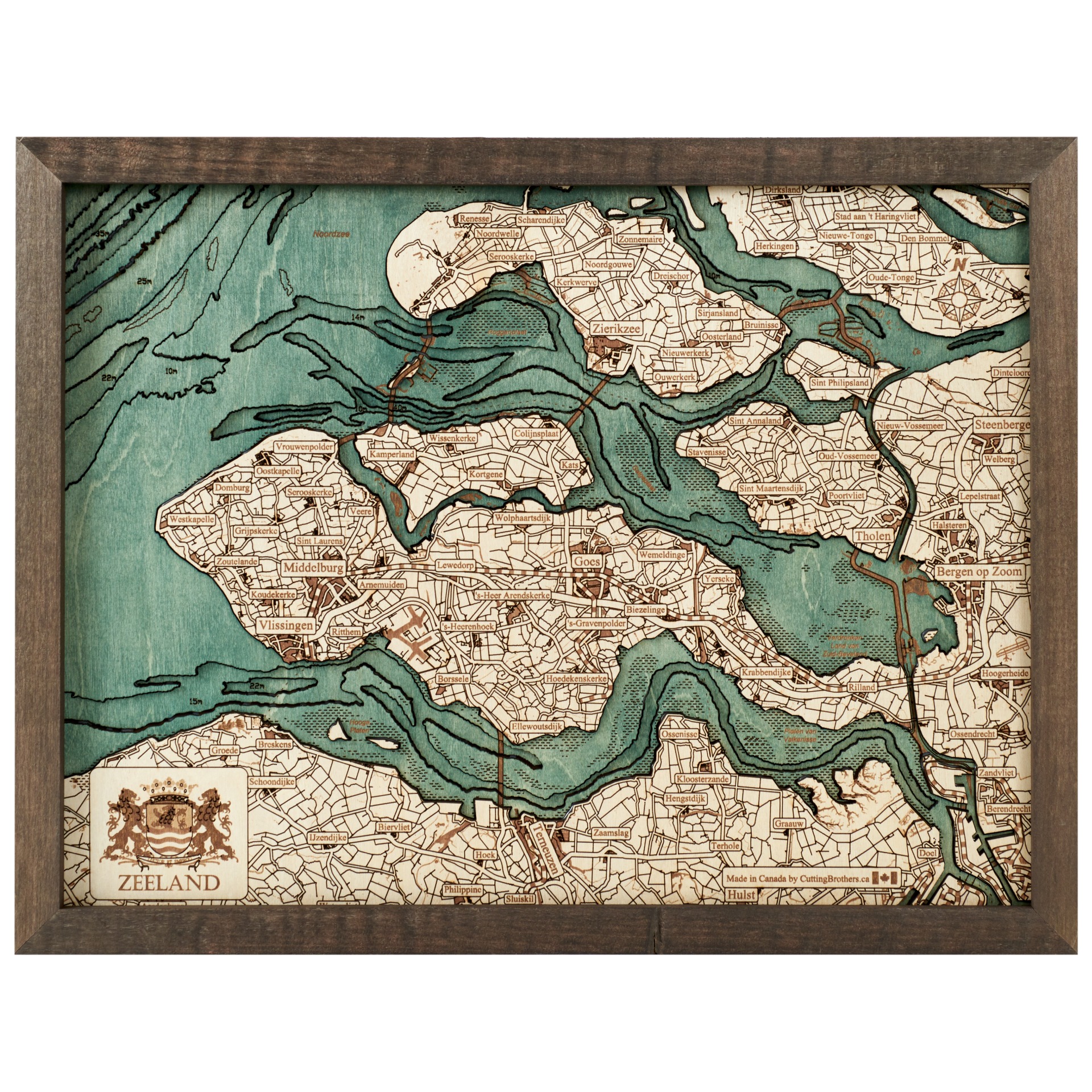 Cutting Brothers 3D Holz-Wandkarte Zeeland 40.5 x 30.5 moebelfaktor