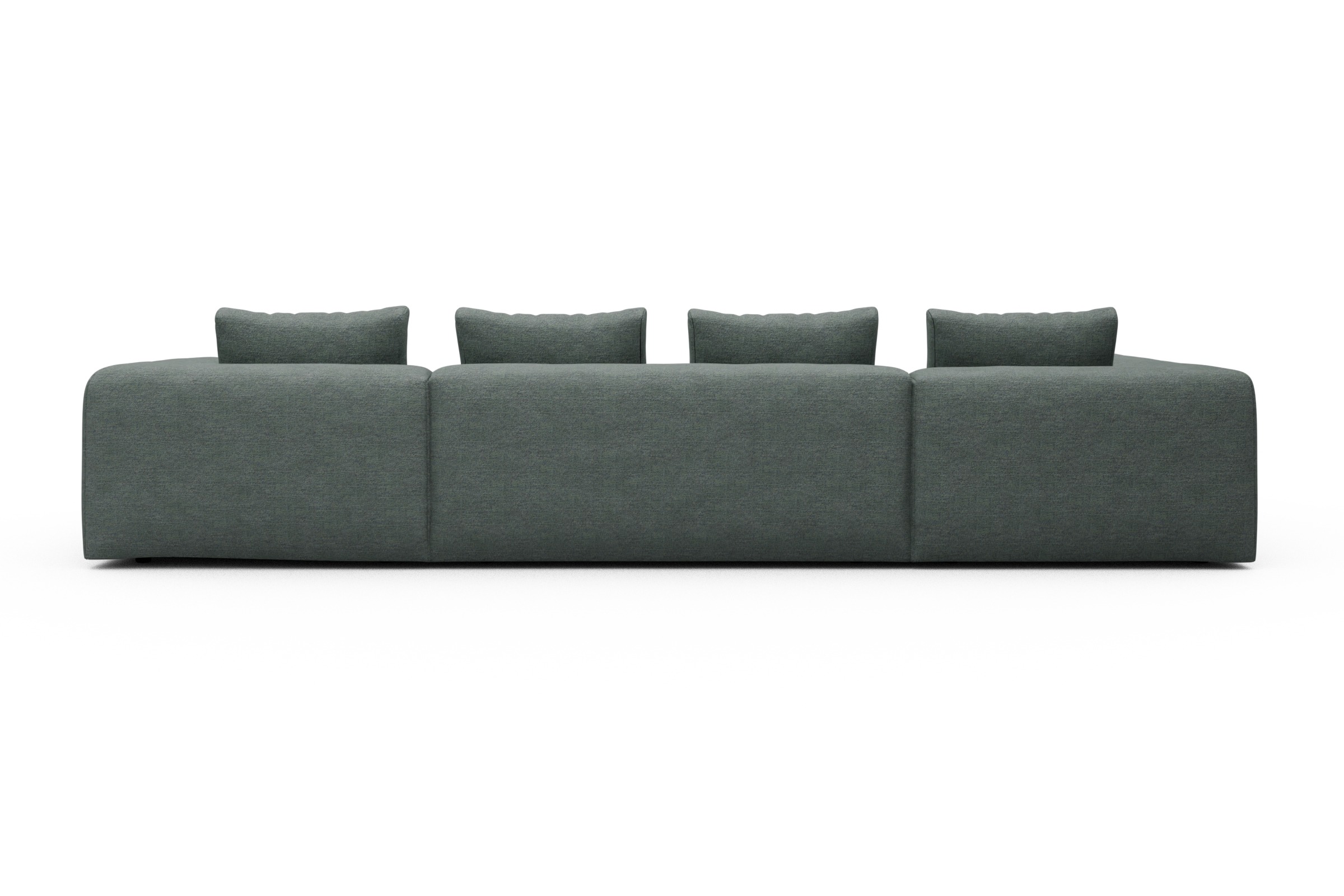 Wohnlandschaft Fred Relax-Ecke links mit 2-Sitzer und Chaiselongue rechts Boucle Carreno 770-Cielo-Blue
