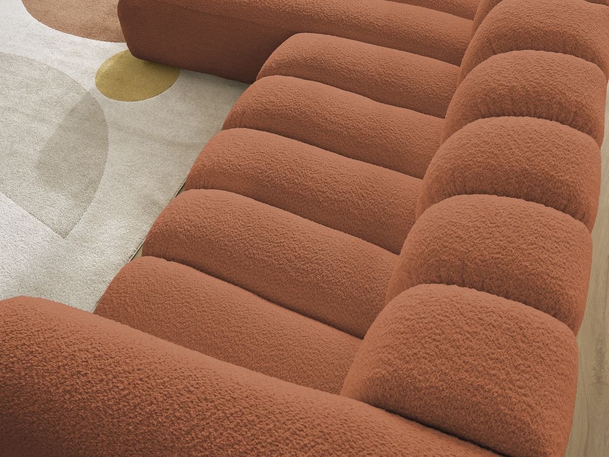 Bobochic Talia Ecksofa Bouclé-Stoff Orange Ecke links