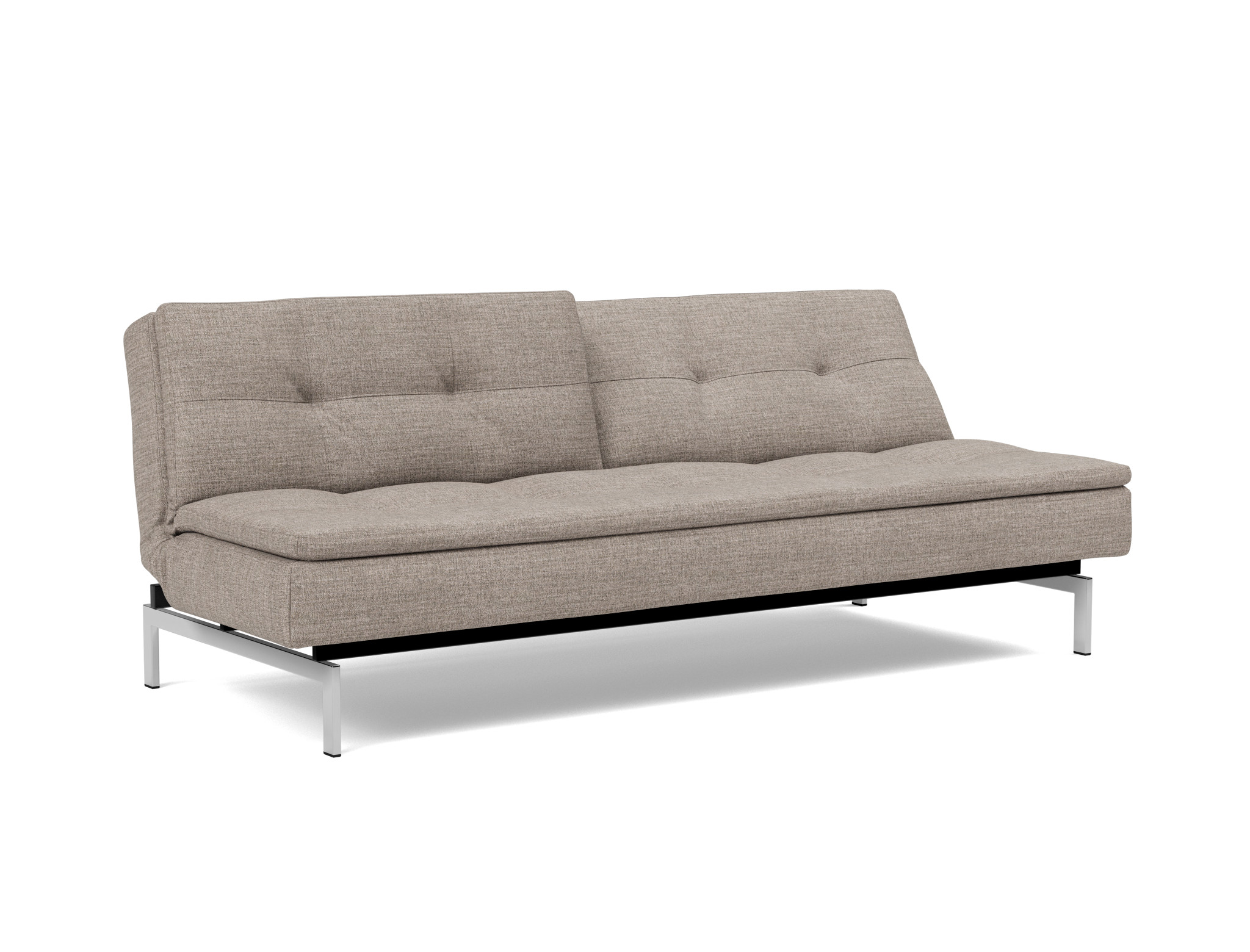 Schlafsofa Dublexo Chenille Yuveno 472-Warm-Grey Beine Chrom