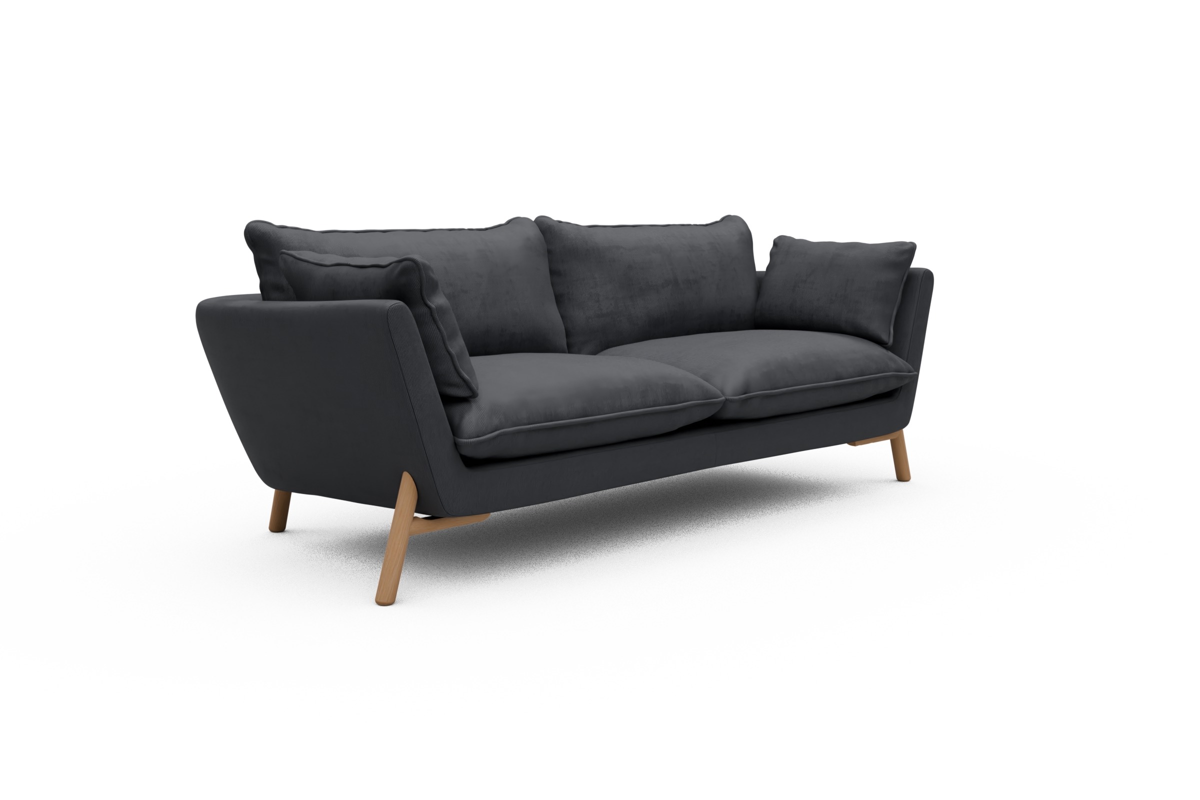 Sofa Emil PREMIUM 3-Sitzer Beinfarbe Eiche Natur Cordufine-Slate-Grey