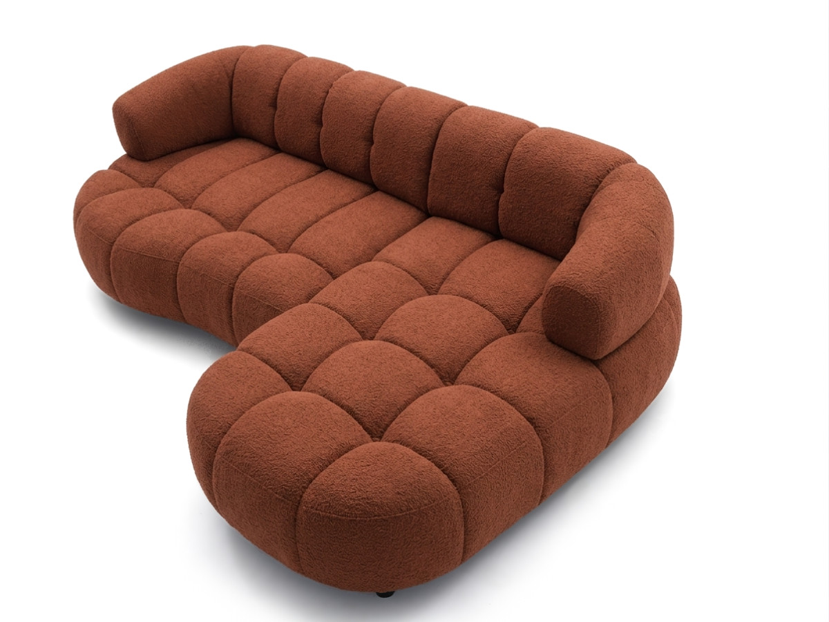 Bobochic Lovely Ecksofa mit Schlaffunktion Stoff Orange Ecke rechts