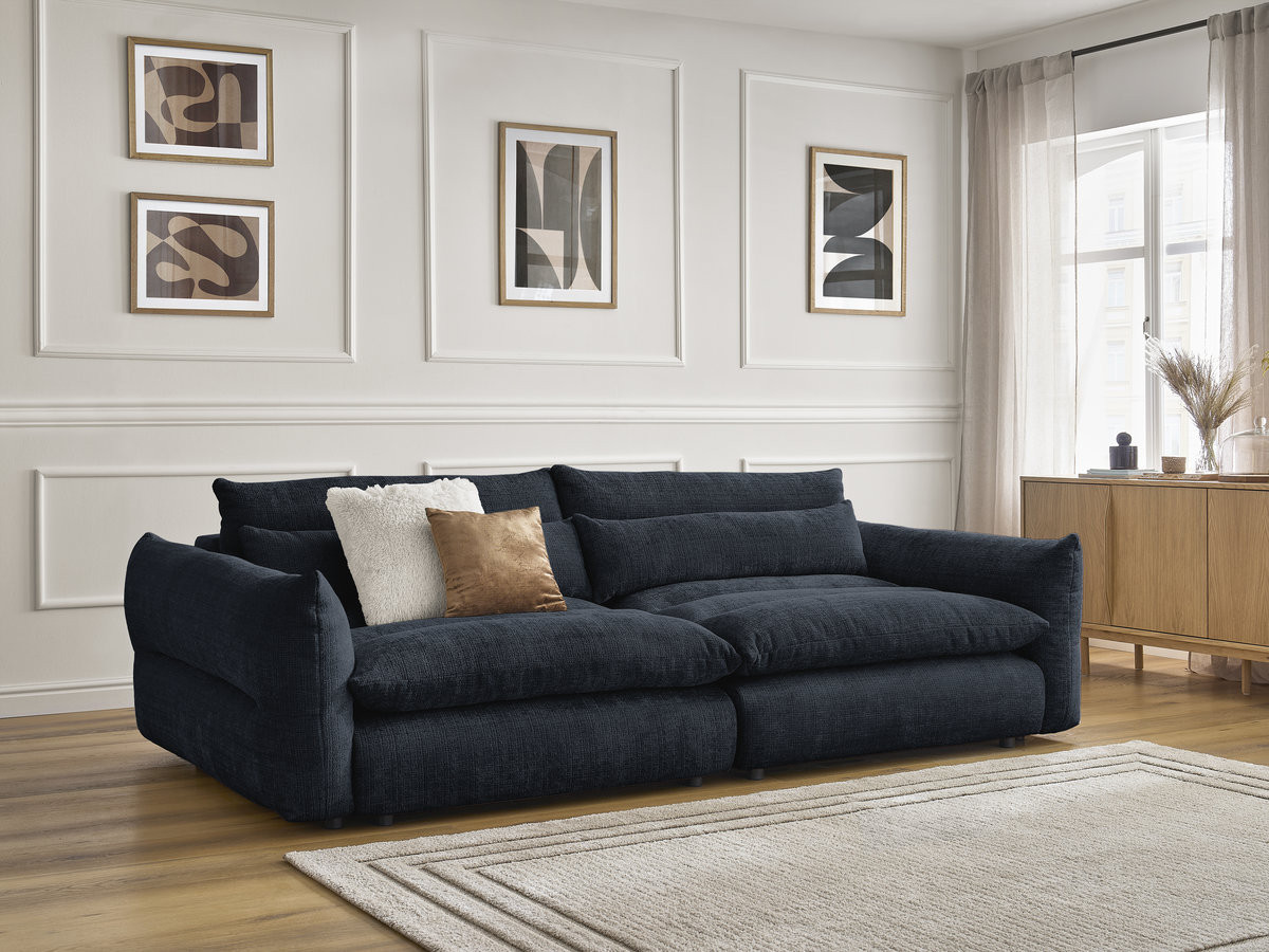 Bobochic Neil Sofa 3-Sitzer Strukturstoff Dunkelblau