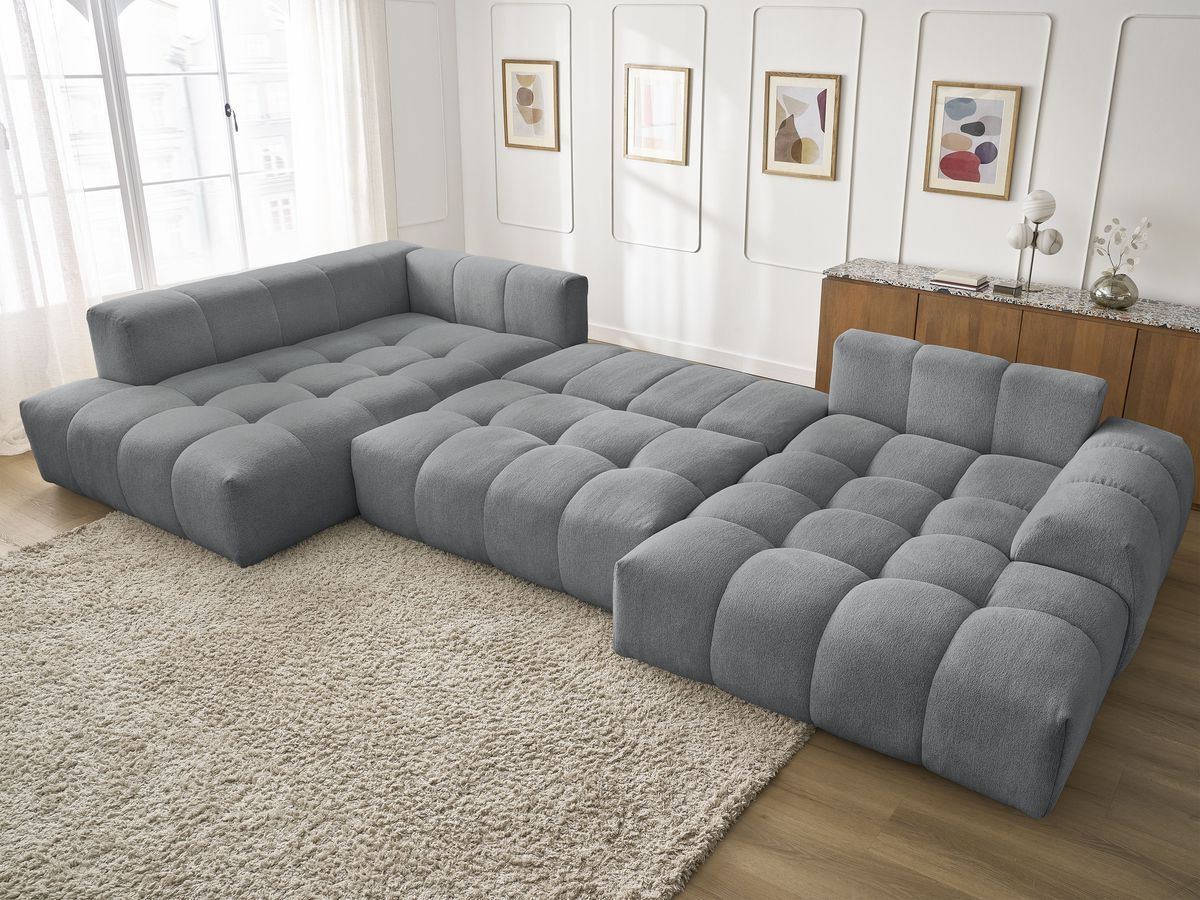 Bobochic Everest Wohnlandschaft, 14 Kissen Melange-Stoff Dunkelgrau Ecke rechts